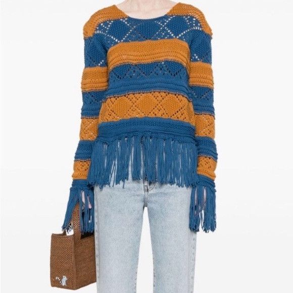 La DoubleJ LA DoubleJ Orange and Blue Fringe Sweater L Size L / US 10 / IT 46 - 2 Thumbnail