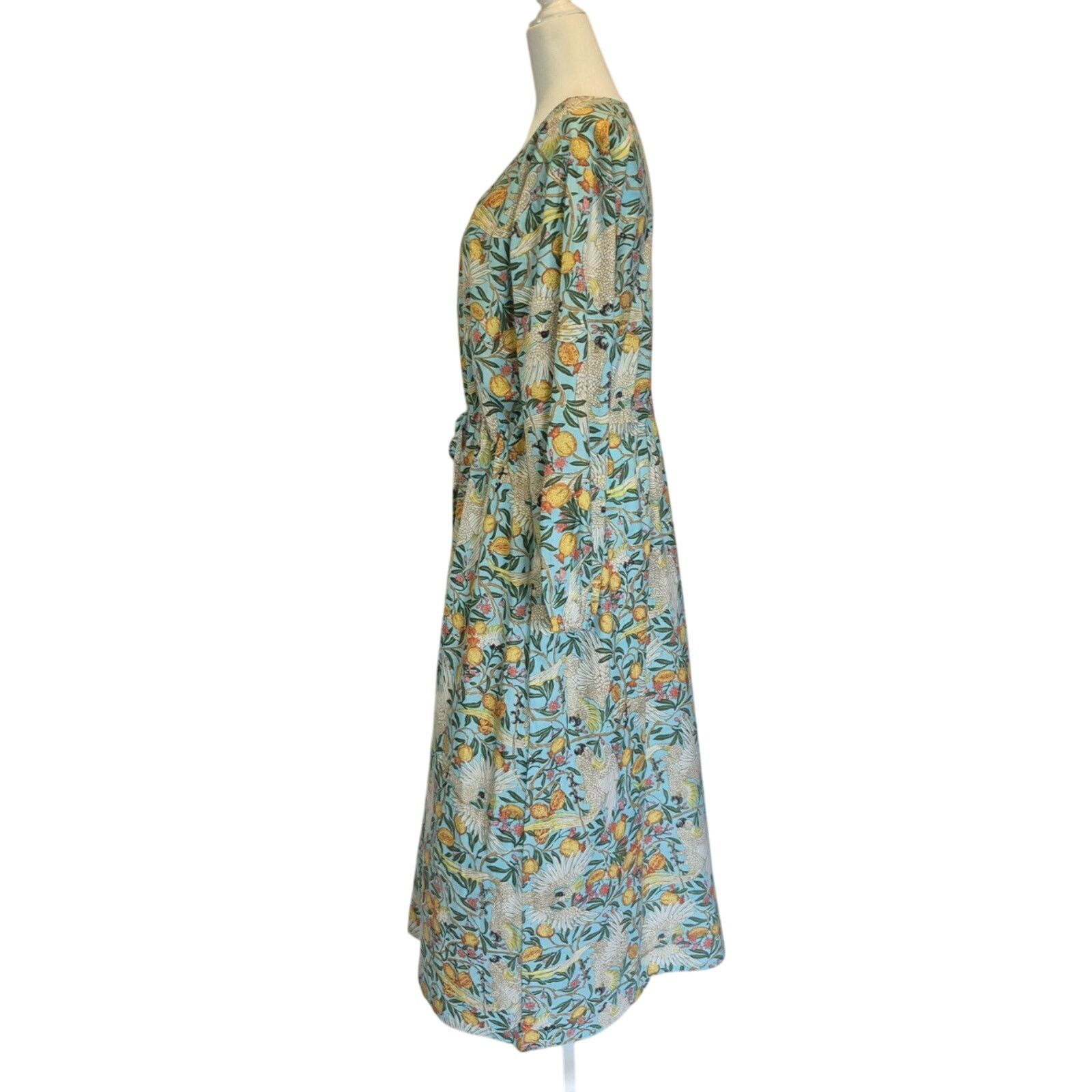 Other New India Collection Bird Dress Hand Blocked Caftan Green XS Size XS / US 0-2 / IT 36-38 - 4 Thumbnail