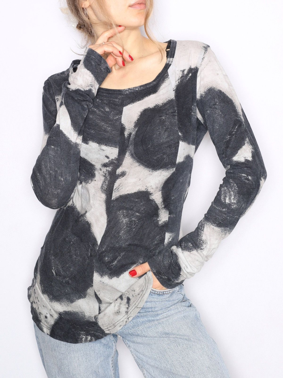 Rundholz Rundholz Black Label Printed White Grey Long Sleeve Cotton Size M / US 6-8 / IT 42-44 - 3 Thumbnail