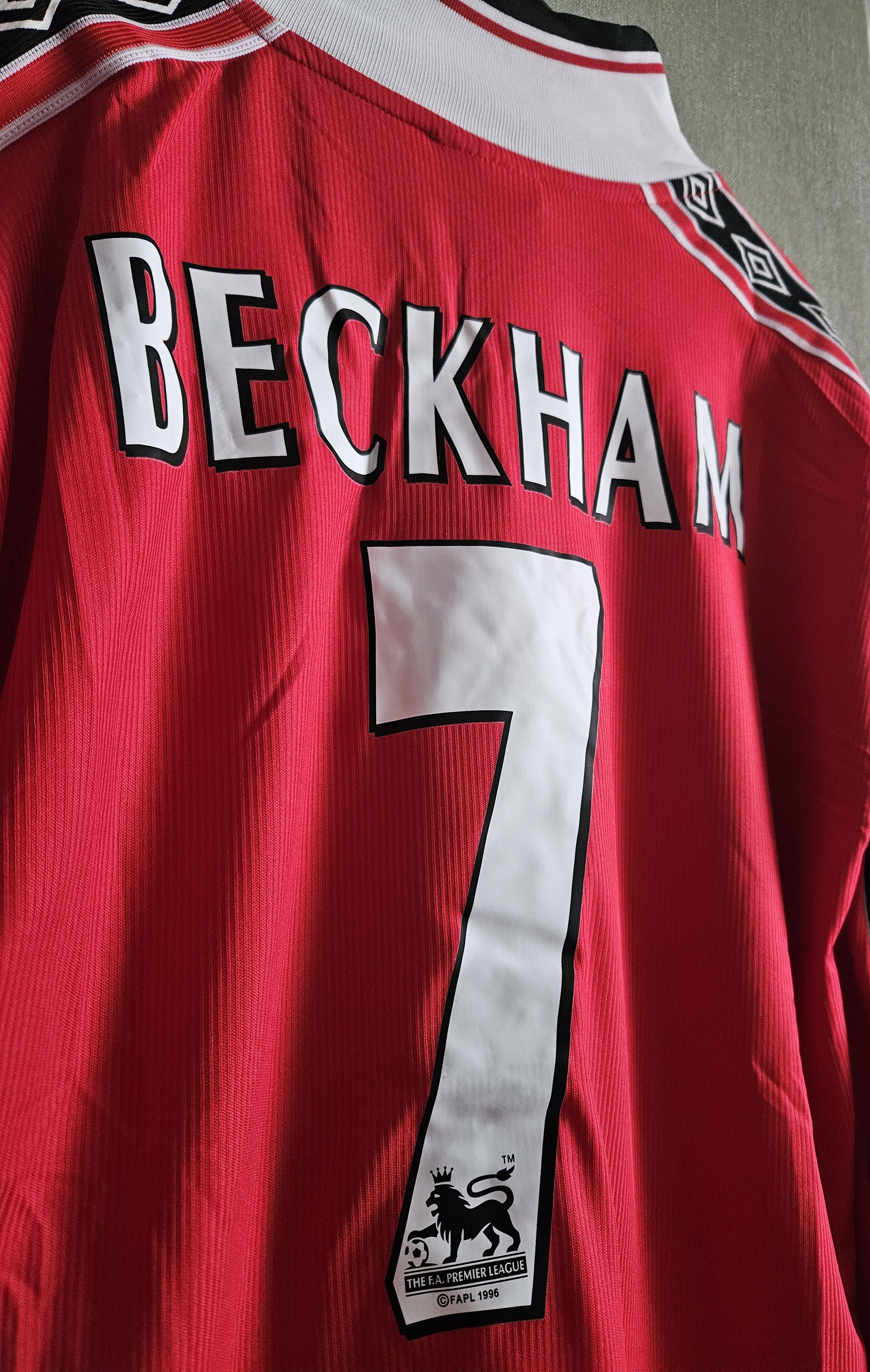 Other Beckham 7 Manchester 1998/1999 Vintage Soccer Jersey trikot Size US L / EU 52-54 / 3 - 4 Thumbnail