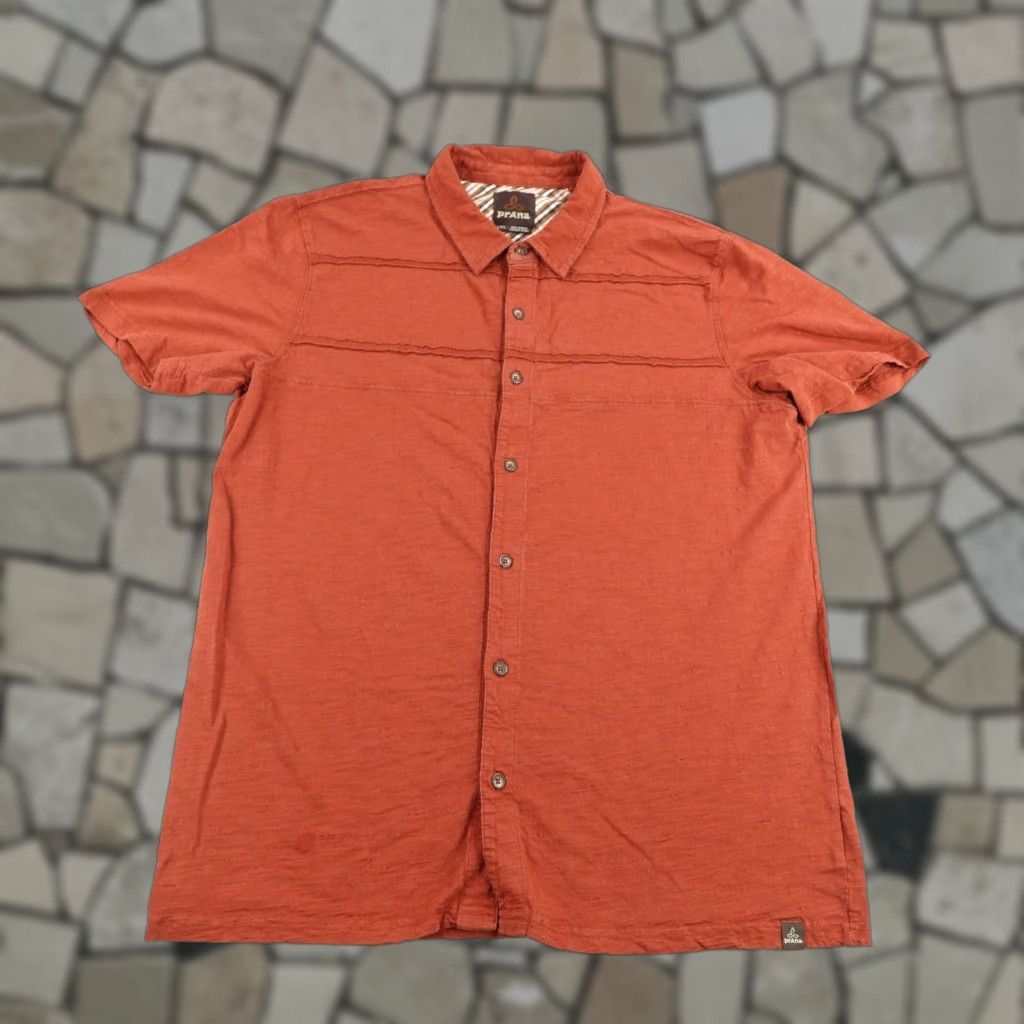 Prana VINTAGE PrAna Shirt Mens Large Orange Button Up Organic Cotton Camp Trail Hiking Outdoor Size US L / EU 52-54 / 3 - 1 Thumbnail