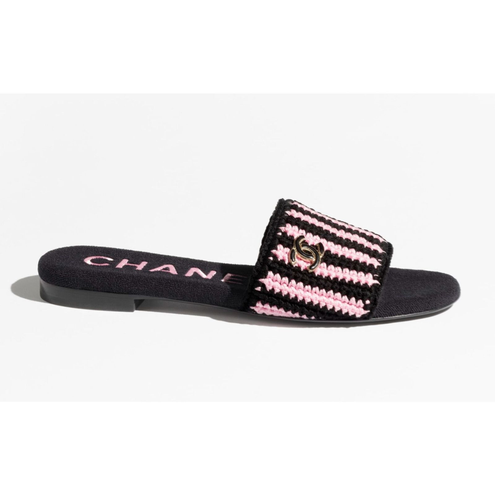 Chanel Chanel 24M Black Pink Crochet Stripe Camellia Flower Logo Size US 9 / IT 39 - 3 Thumbnail