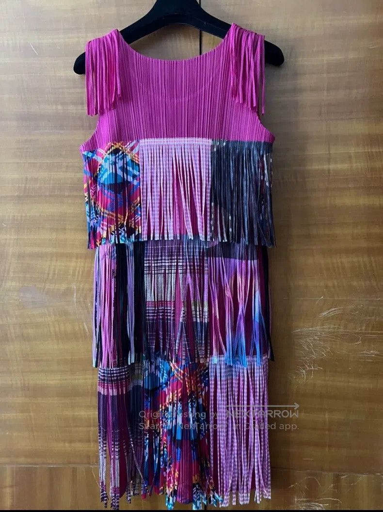 Issey Miyake Issey Miyake Fringe Pink Dress Size S / US 4 / IT 40 - 2 Thumbnail