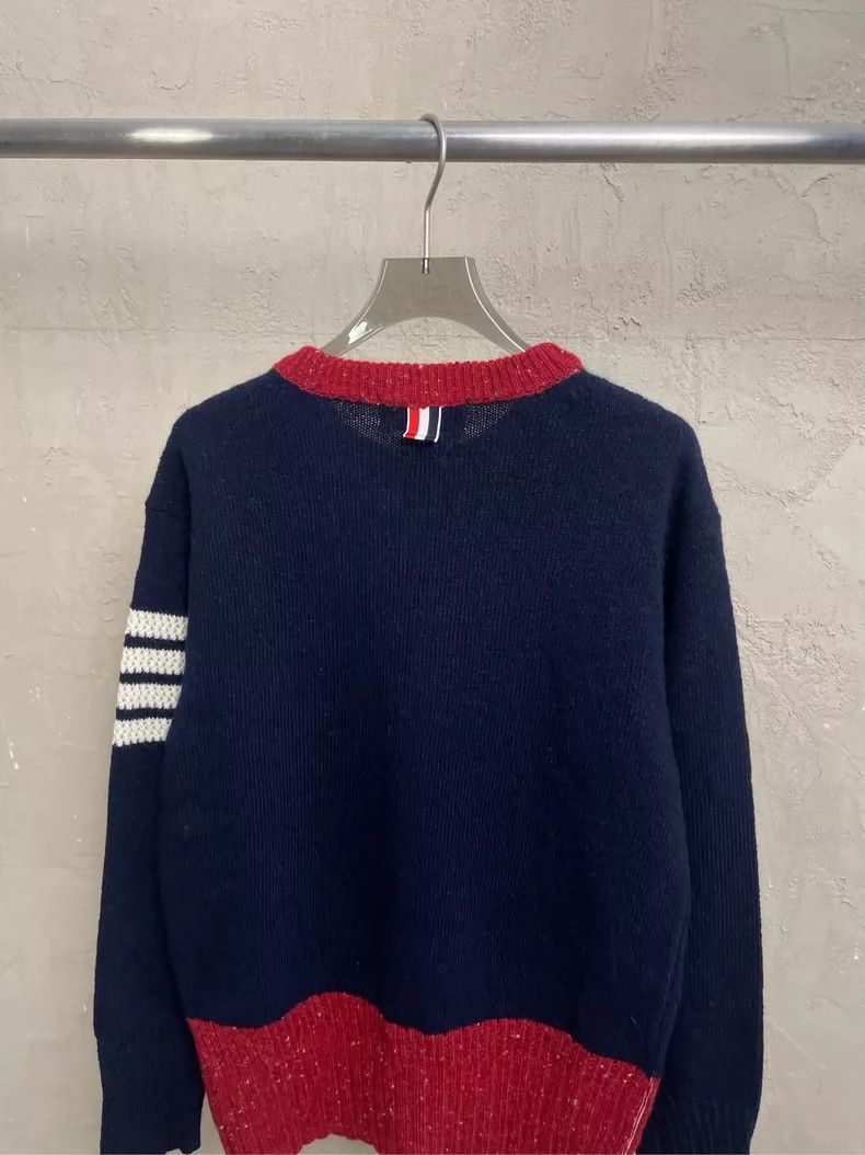 Thom Browne Thom Browne Blue and red wool round collar sweater Size S / US 4 / IT 40 - 4 Thumbnail
