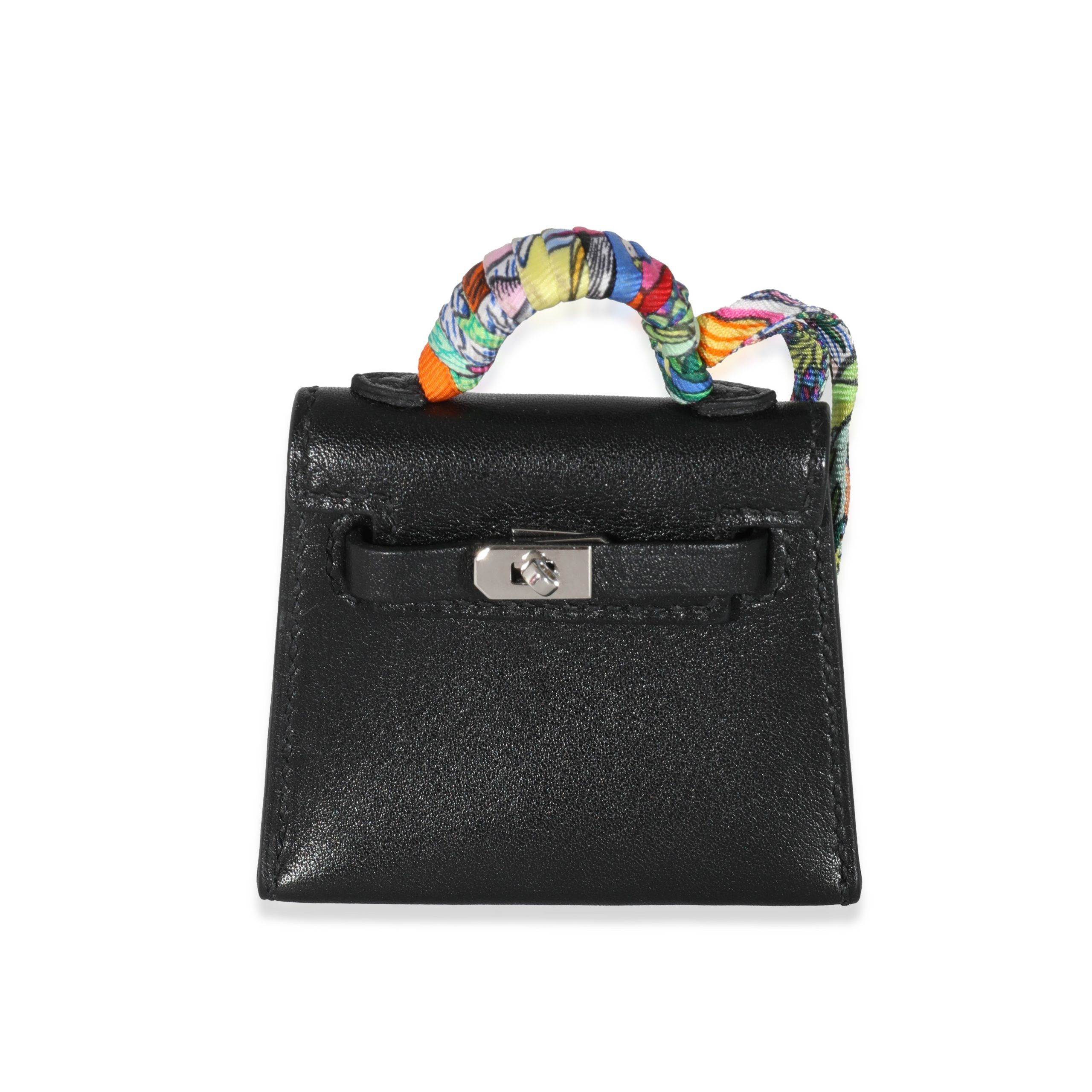 image of Hermes Black Tadelakt Micro Mini Twilly Kelly Bag Charm Phw, Women's