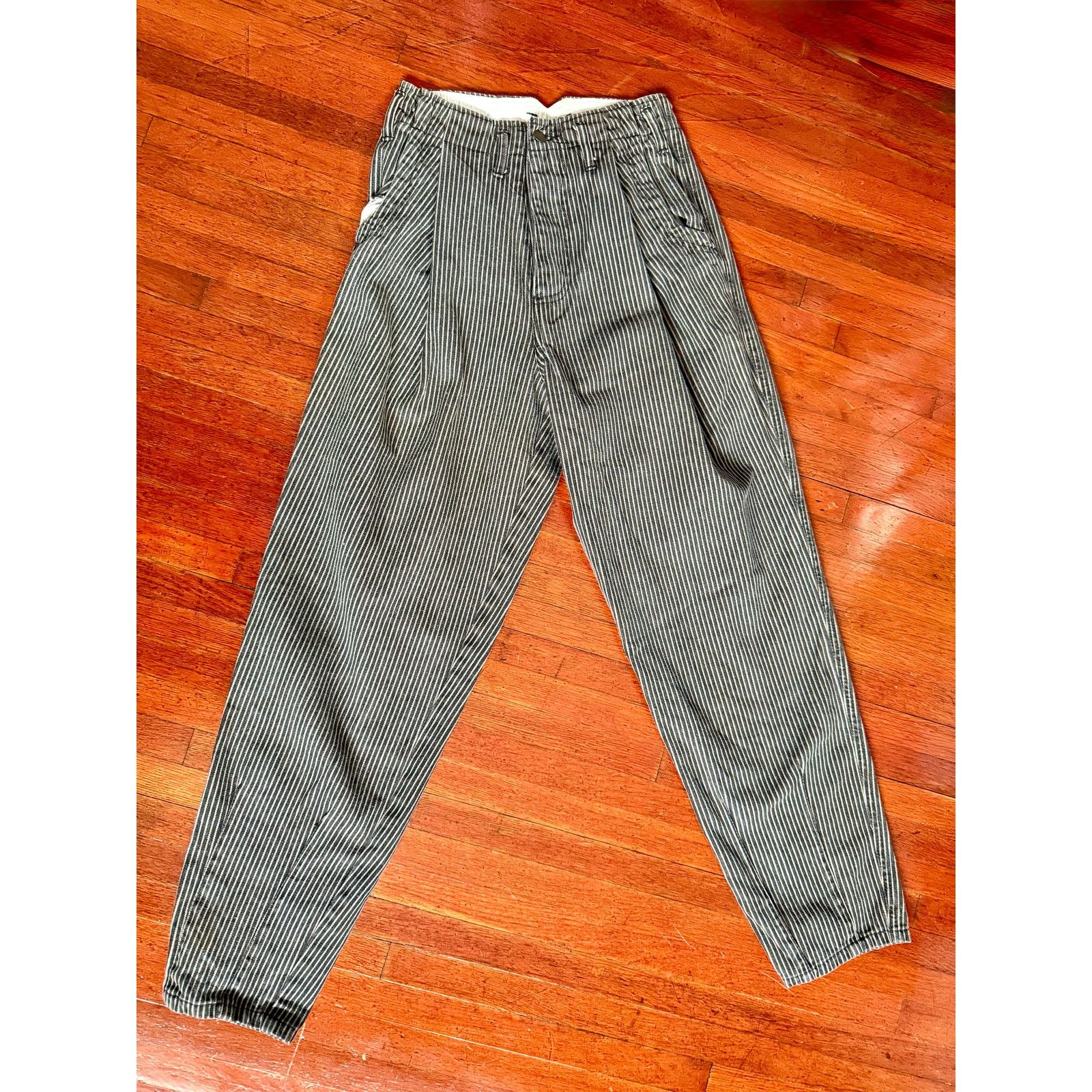 Vintage Vintage 70's Black Gray Striped Straight Leg Button Jeans XS Size 25" / US 0 / IT 36 - 1 Thumbnail