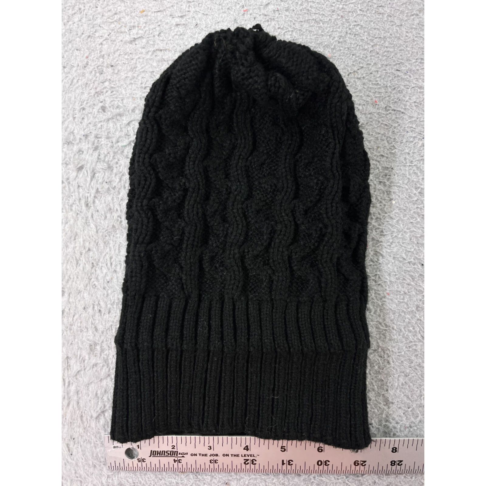 Vintage WOMEN Beanie Toque Black Cable Knit 1 Size 100% Acrylic Knit Hat Winter Ski Snow Adult One Size Black Beanie Womens Size ONE SIZE - 3 Thumbnail