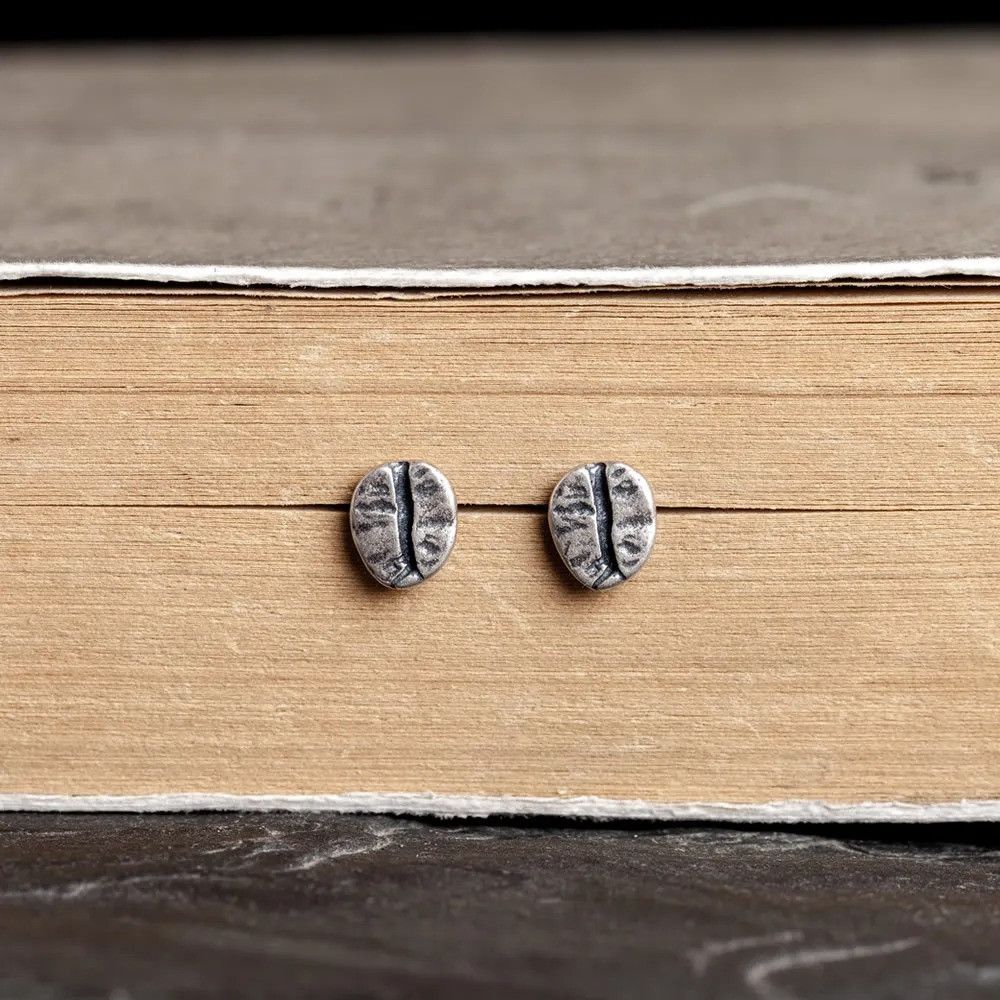 Jewelry Coffee Beans Stud Earrings 925 Sterling Ear Charms Gift Size ONE SIZE - 3 Thumbnail
