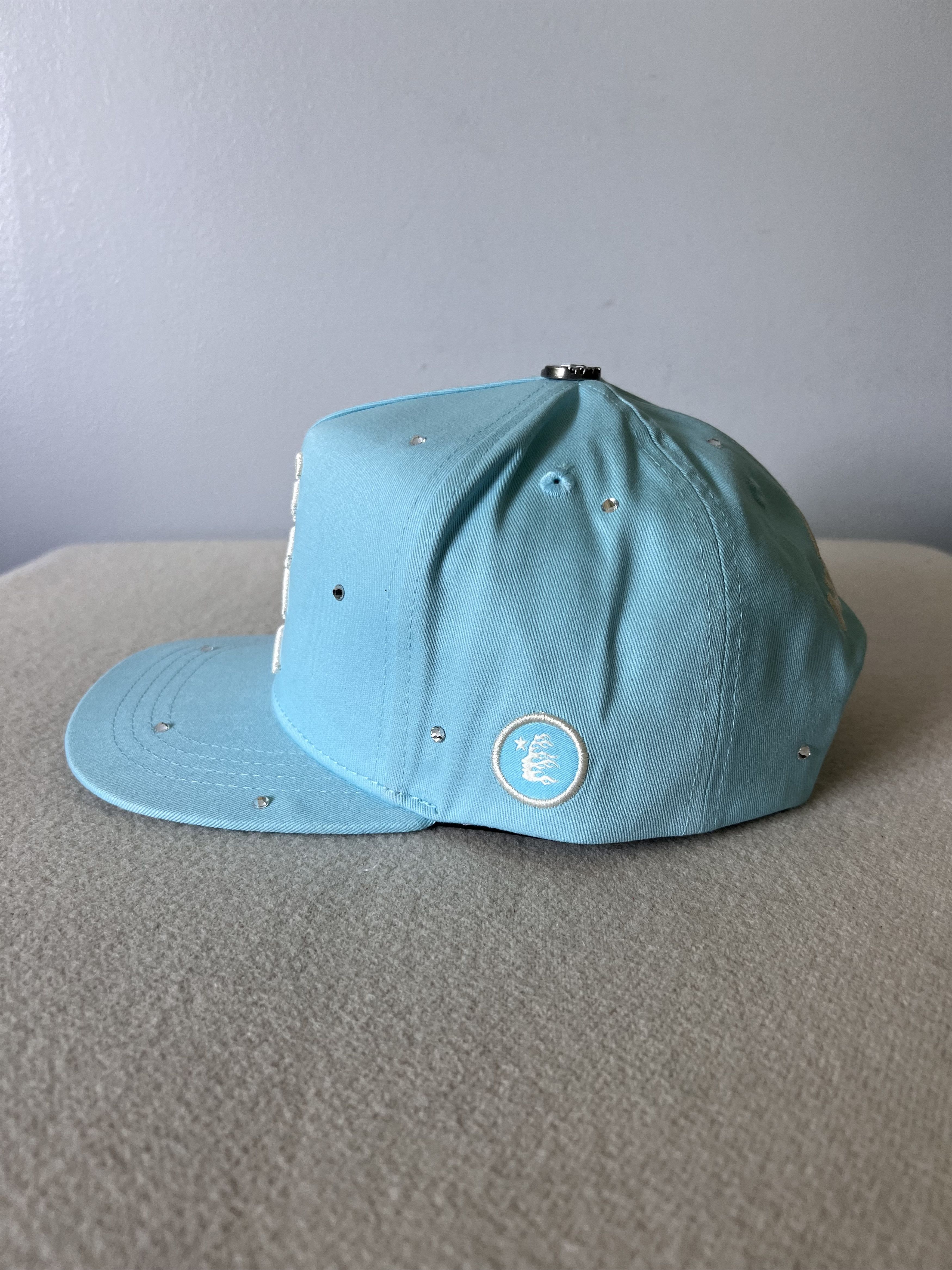 HELLSTAR Hellstar OG Logo Snapback Hat in Baby Blue Rhinestone Size ONE SIZE - 2 Thumbnail