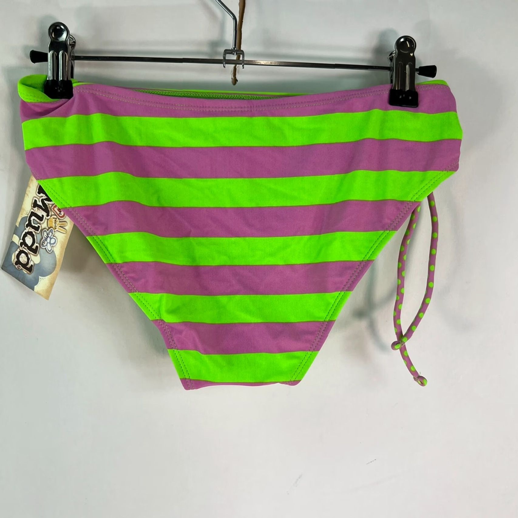 Pinko Mudd Bikini Bottom Side Tie Hipster Green Pink XS Womens Swimsuit Nylon Spandex Size 26" / US 2 / IT 38 - 3 Thumbnail