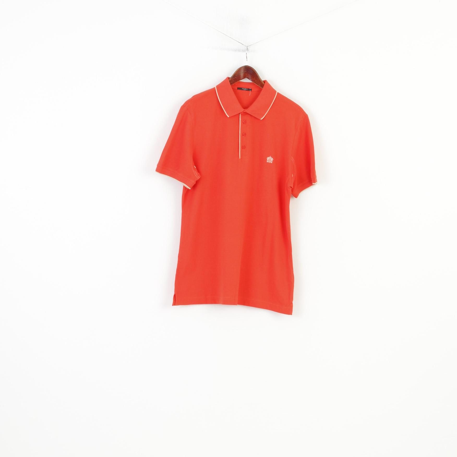 Vintage Nero Perla Men L Polo Shirt Orange Detailed Buttons 10845 Size US L / EU 52-54 / 3 - 1 Thumbnail