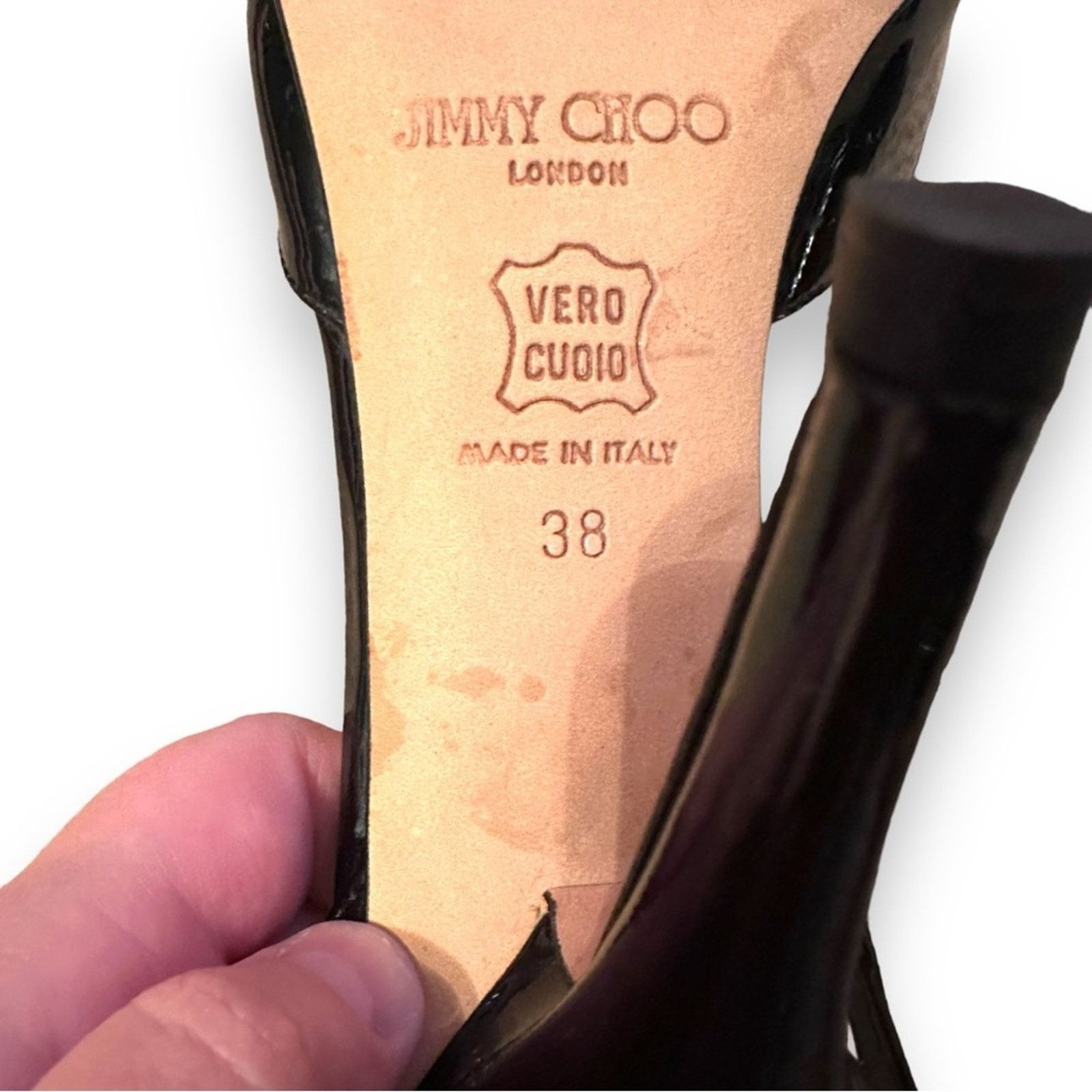 Jimmy Choo Jimmy Choo Octo Patent Leather Glossy Black Stiletto Heels Size US 8 / IT 38 - 12 Thumbnail