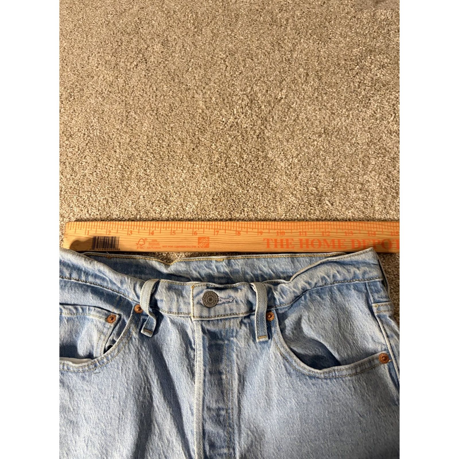 Levi's Levi's 501 Shorts Bermuda Mens 33 Blue Denim Distressed Button Fly Cutoff 9in Inseam Casual Summer Size US 33 - 4 Thumbnail