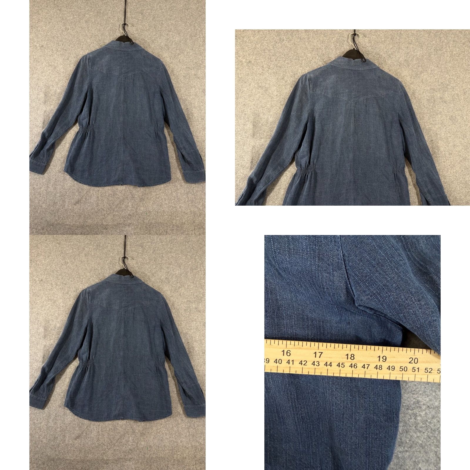 Madison Madison Hill Shirt Womens M Blue Denim Snap Front Long Sleeve Western Style Size M / US 6-8 / IT 42-44 - 8 Thumbnail