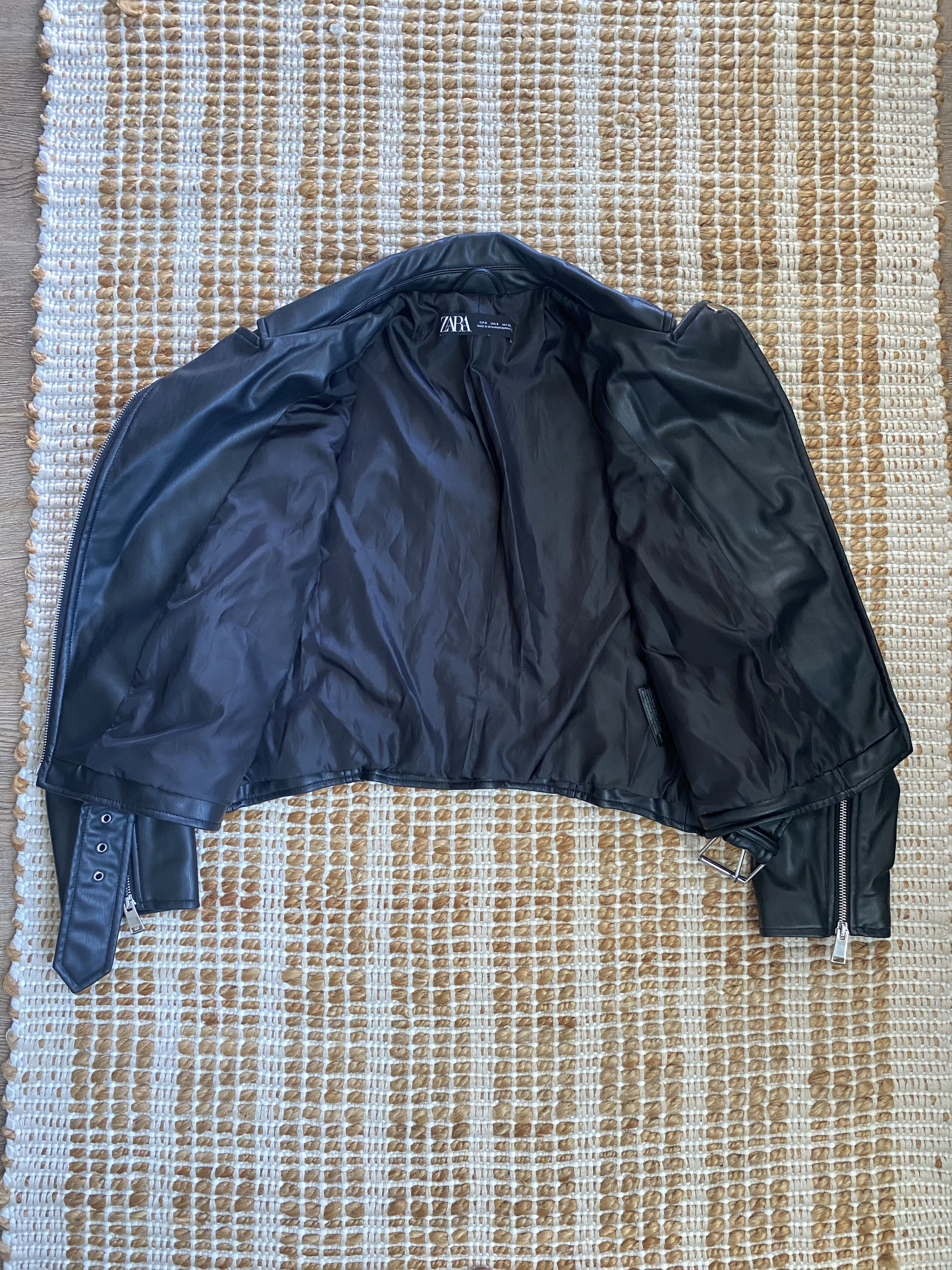 Zara Zara Faux Leather Biker Jacket – Black Size S / US 4 / IT 40 - 9 Thumbnail