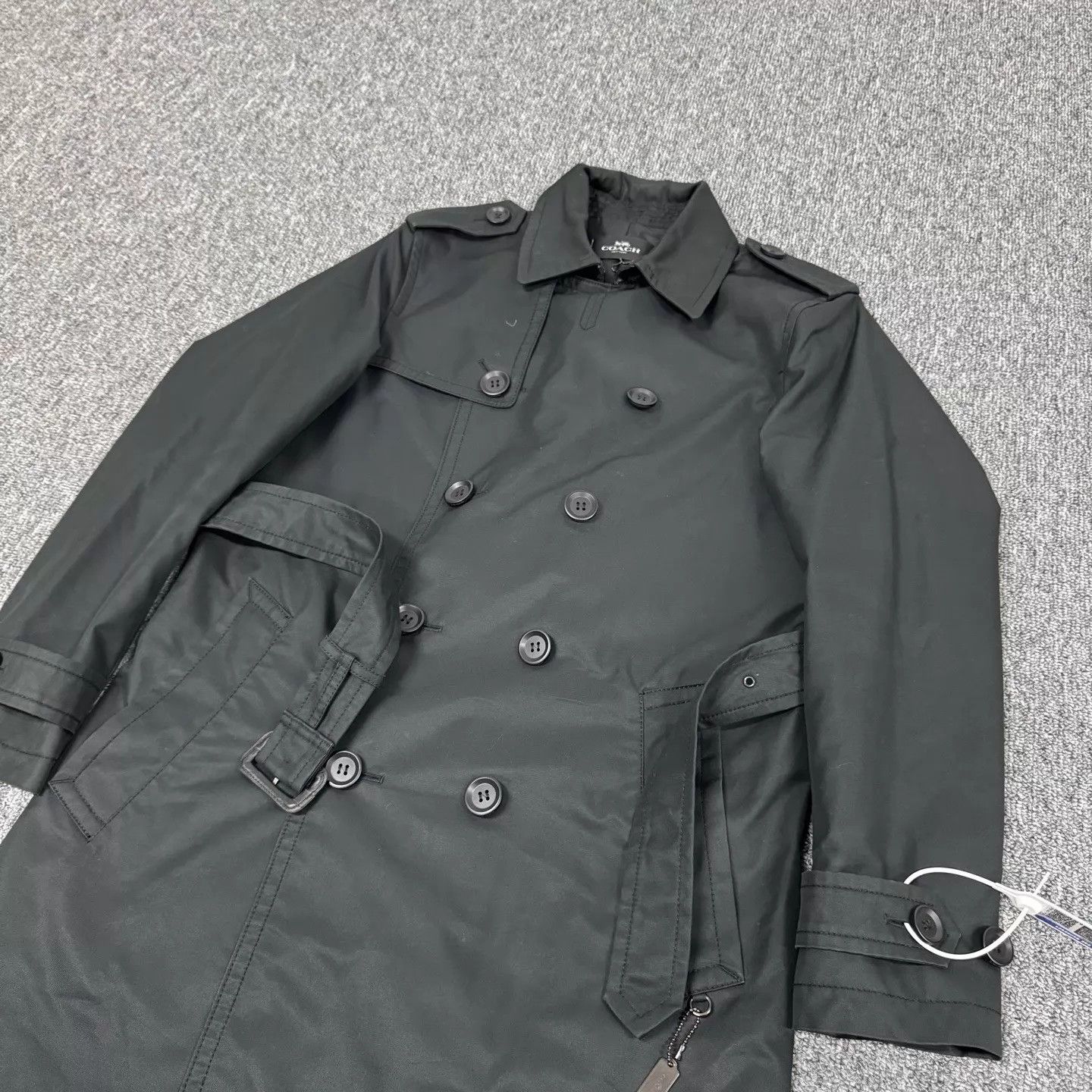 Coach COACH Black Doublebreasted Belted Trench Coat XS Size XS / US 0-2 / IT 36-38 - 4 Thumbnail