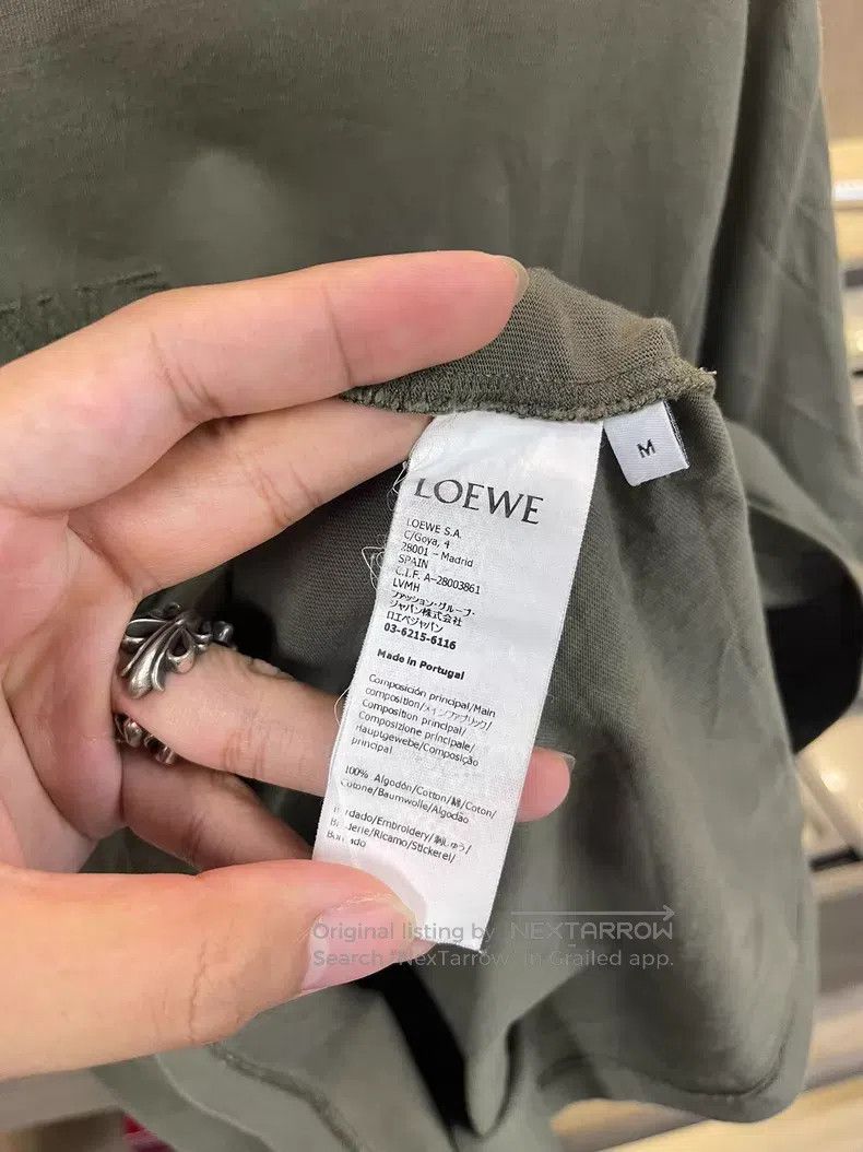 Loewe Loewe Olive green pure cotton short-sleeve T-shirt with ch Size US M / EU 48-50 / 2 - 5 Thumbnail