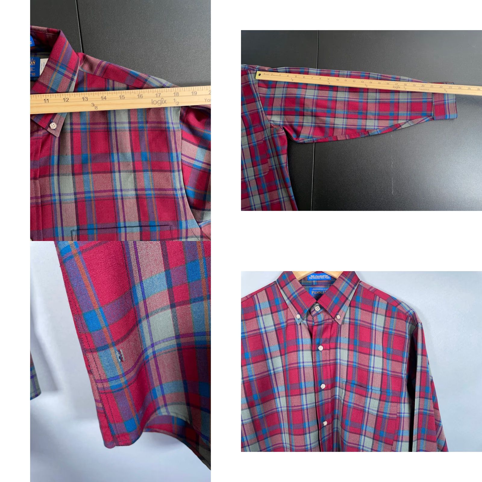Pendleton VINTAGE Pendleton Shirt Men Medium Red Gray Plaid Wool Flannel Button-Up Collared long sleeve Casual Workwear Mens Regular Vintage Retro Size US M / EU 48-50 / 2 - 8 Thumbnail