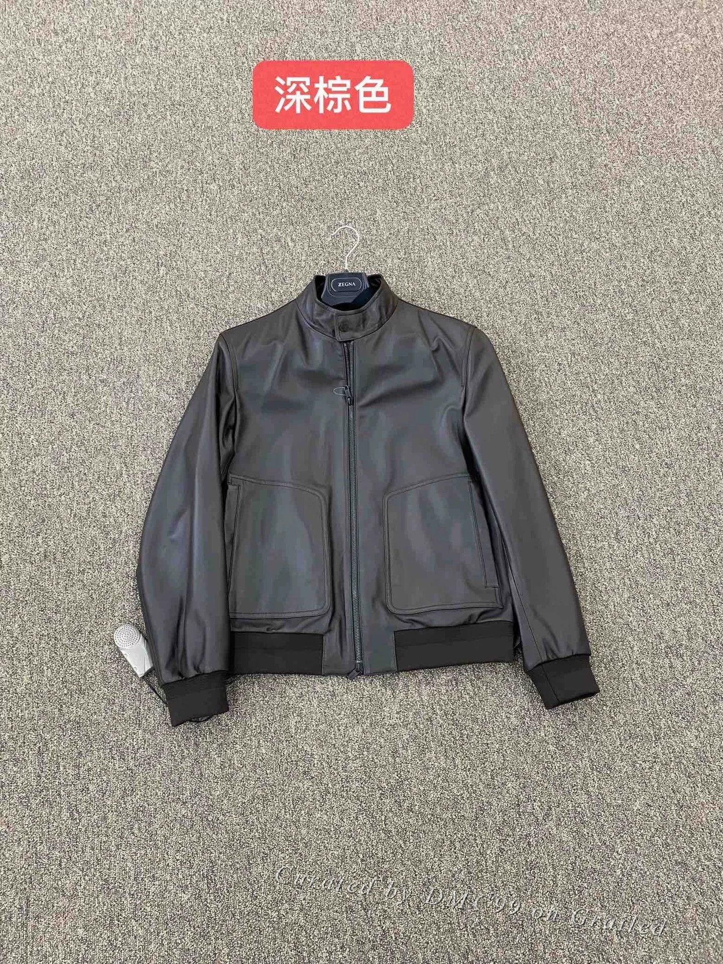 Z Zegna ZZEGNA Men's Brown Leather Jacket Size US XS / EU 42 / 0 - 1 Thumbnail