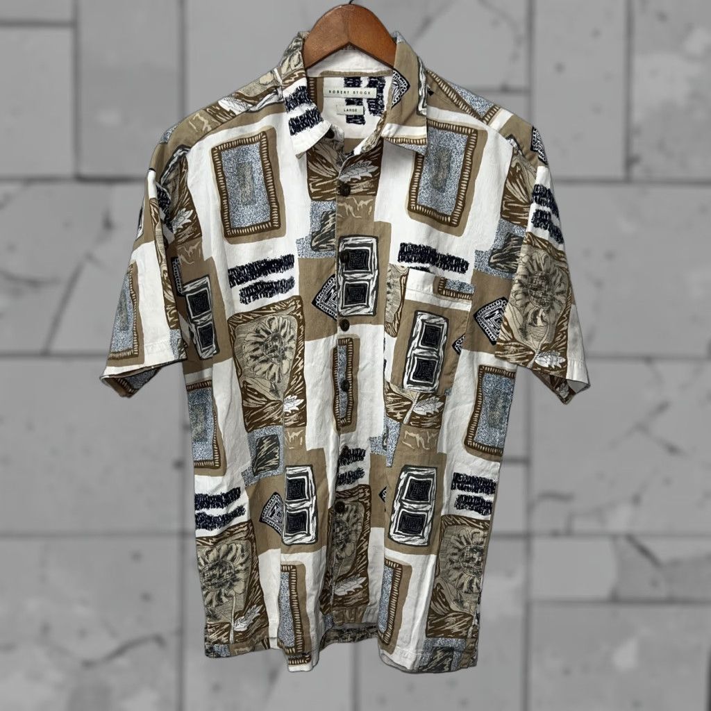 Vintage ROBERT STOCK Hawaiian Shirt Button-Up Mens Short Sleeve Beige Size L Size US L / EU 52-54 / 3 - 1 Thumbnail