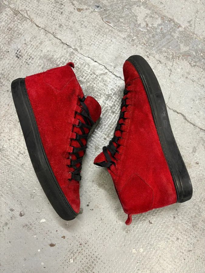 Balenciaga Balenciaga Arena Black & Red Suede Leather High Sneakers Size US 9.5 / EU 42-43 - 7 Thumbnail