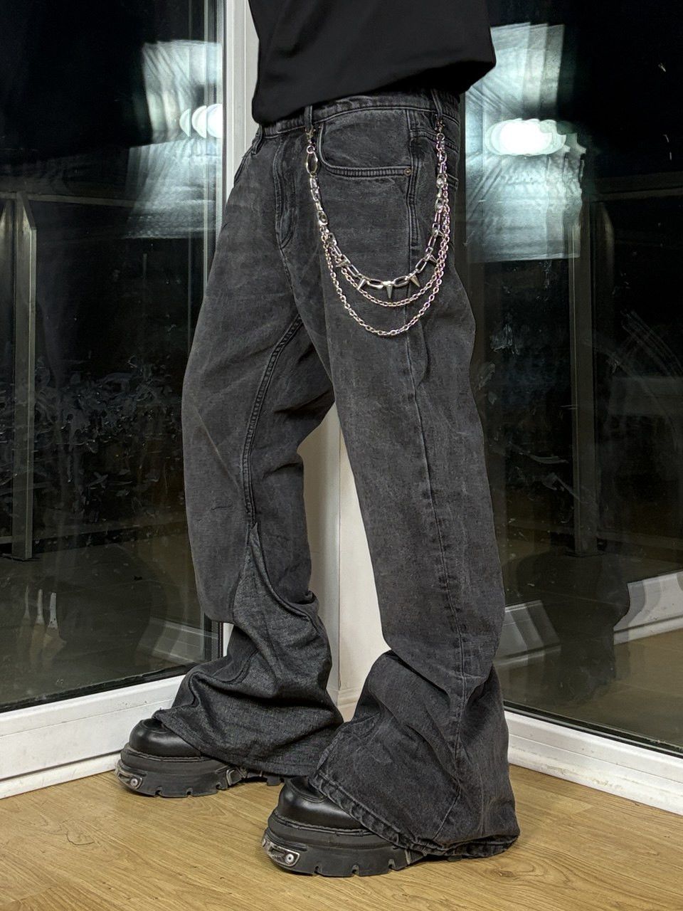 Japanese Brand flare bootcut painted black jeans Size 30" / US 8 / IT 44 - 1 Thumbnail