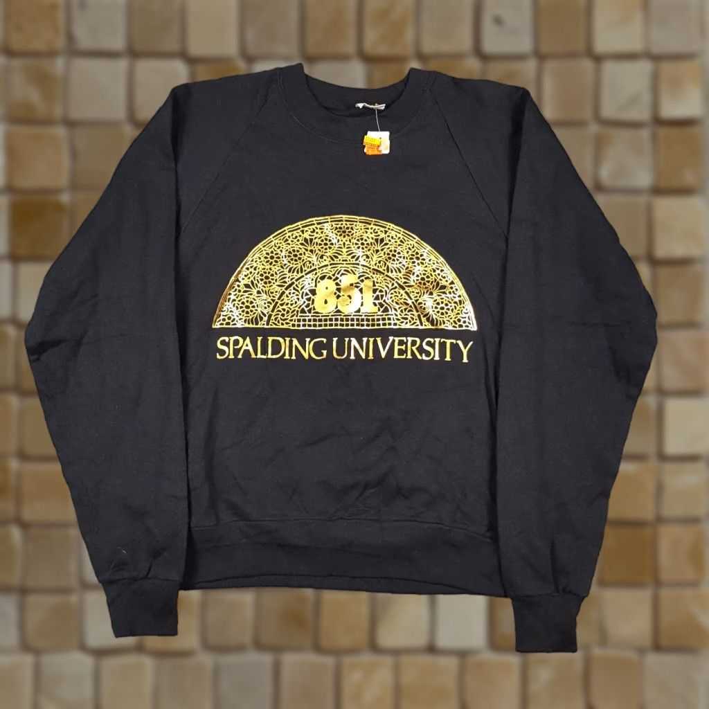 Spalding VINTAGE Spalding University Sweatshirt Shirt Unisex Adults S Black Crewneck 80s 90s College USA Gold Logo Size US S / EU 44-46 / 1 - 1 Thumbnail