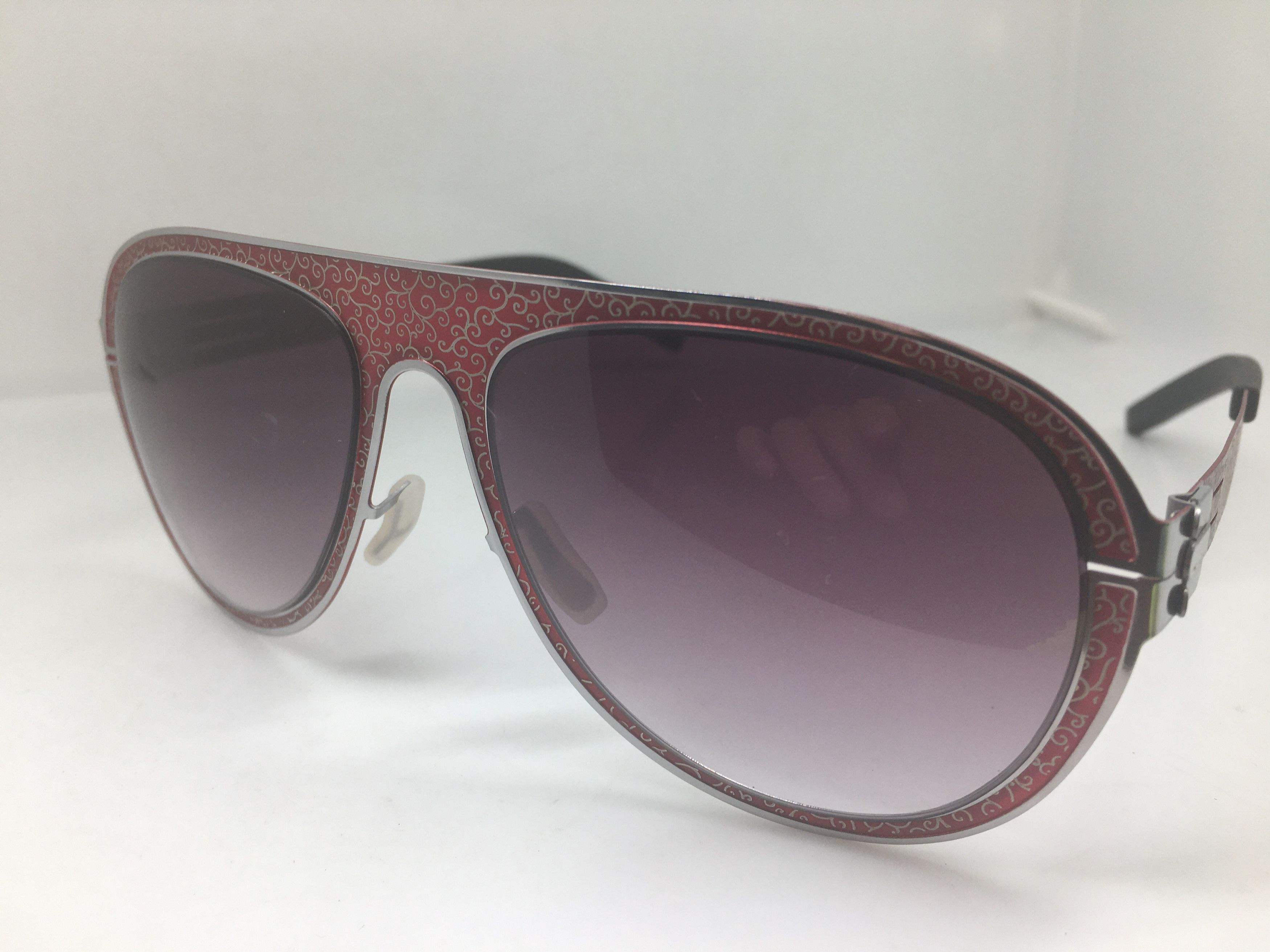 Other Silver Red Alloy Aviator Sunglasses Frame Pilot Size ONE SIZE - 3 Thumbnail