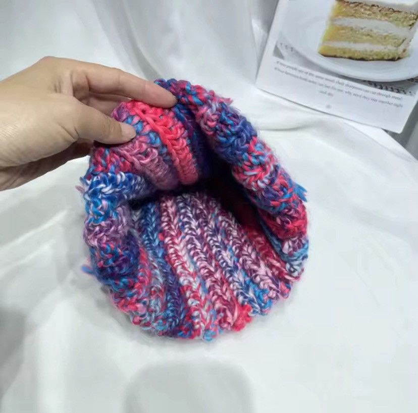 Japanese Brand Niche Colored Fringed Wool Beanie Hat Size ONE SIZE - 5 Thumbnail