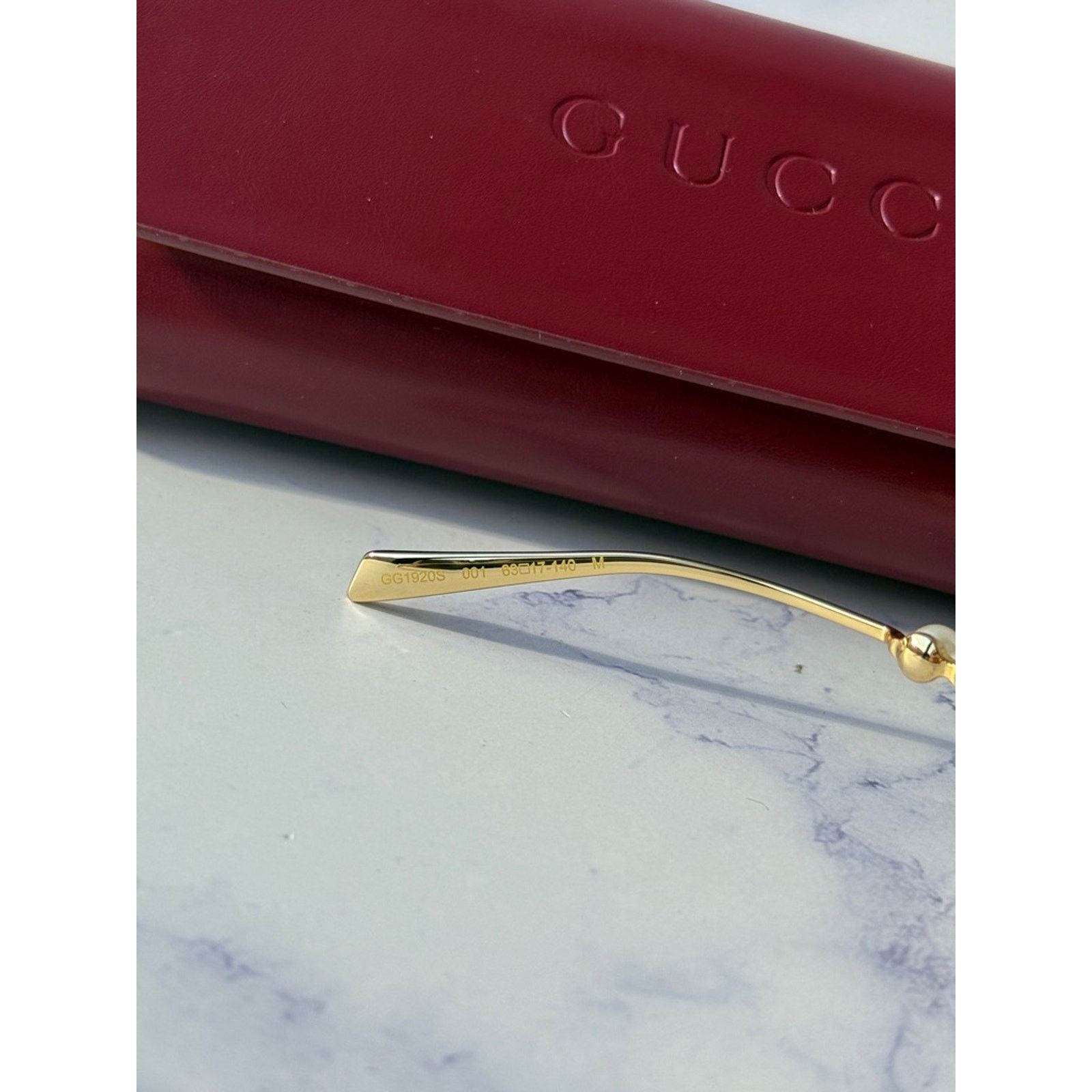 Gucci NEW Gucci GG1920S Gold Cat Eye Pearl Sunglasses Size ONE SIZE - 7 Thumbnail