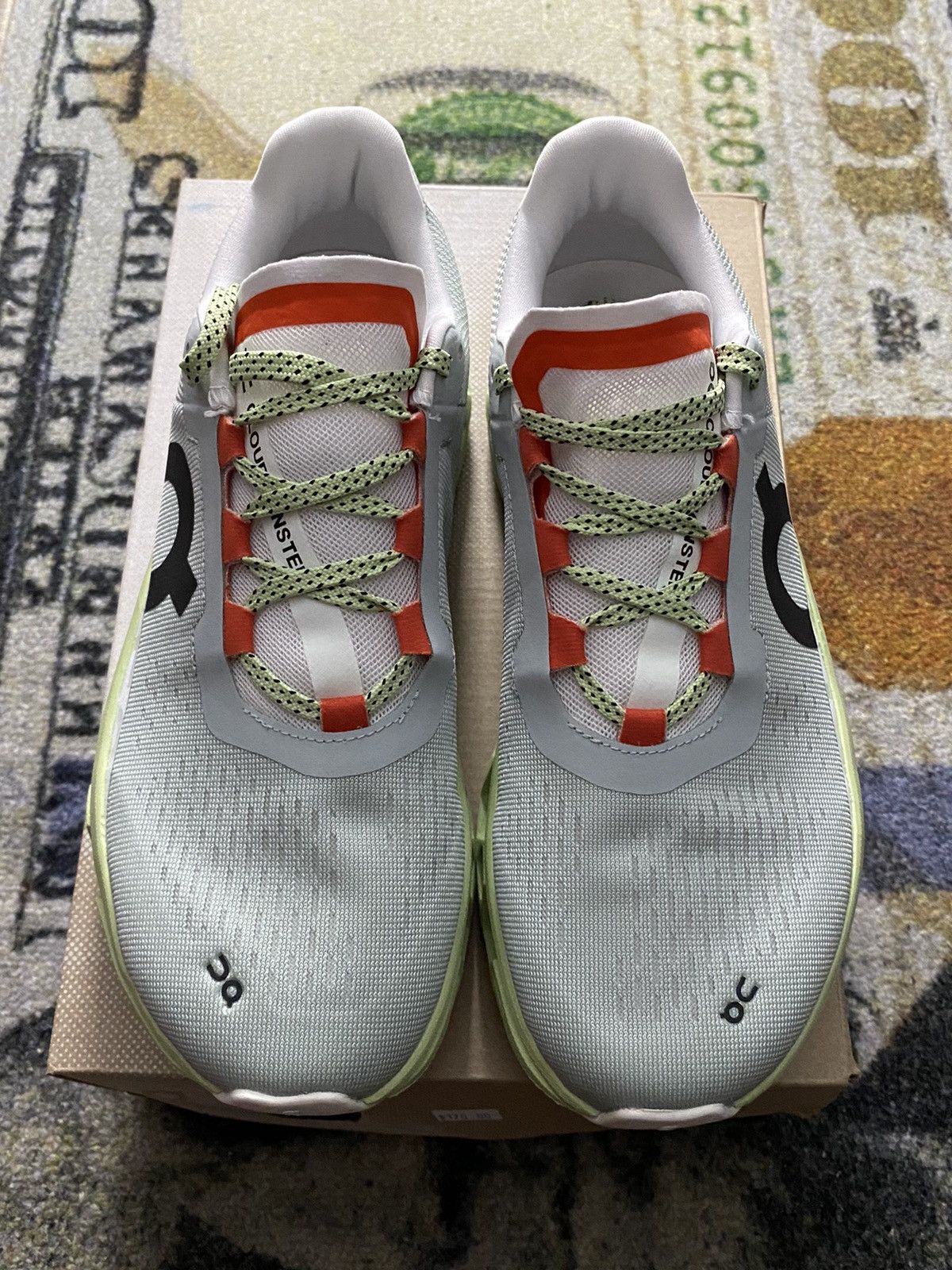 On On Running Cloudmonster Glacier Grey Meadow Green Size US 8.5 / IT 38.5 - 5 Thumbnail