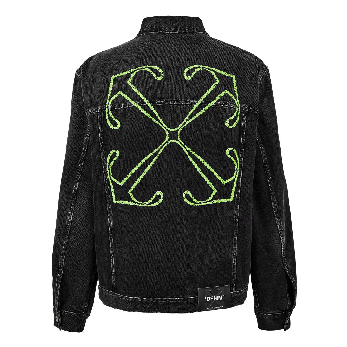 Off-White o1g2r1mq0326 Arrow Outline Denim Jacket in Vintage Black Size US L / EU 52-54 / 3 - 2 Thumbnail