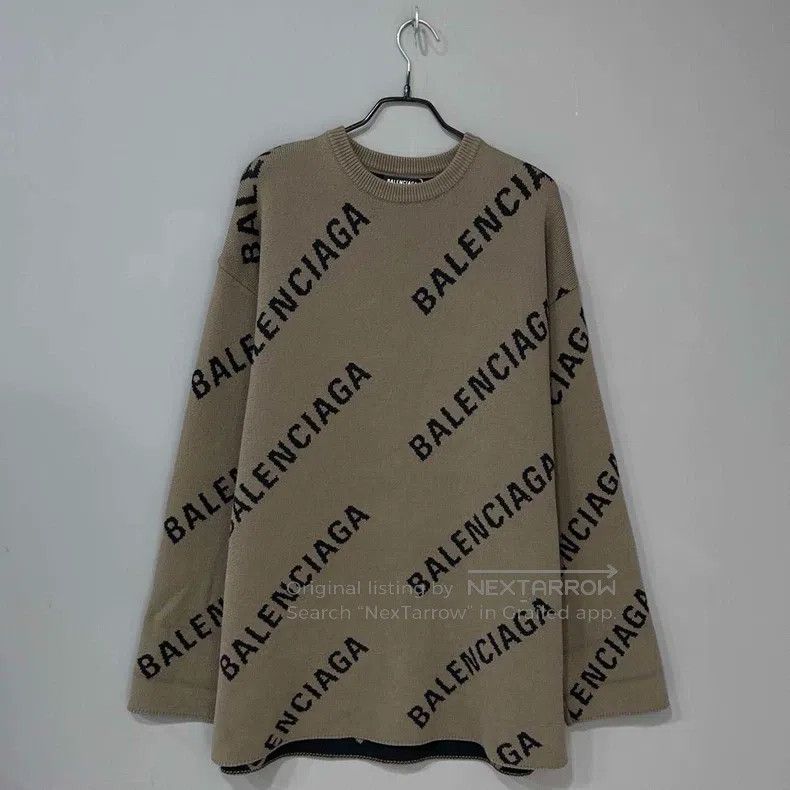 Balenciaga Balenciaga Brown Camo Print Intarsia Knit Sweater Size US S / EU 44-46 / 1 - 1 Thumbnail