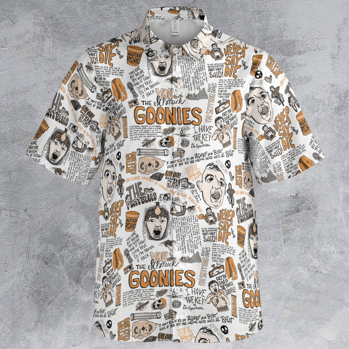 Designer × The Unbranded Brand Shuffled Goonies Never Say Die Button Down Shirt Size US S / EU 44-46 / 1 - 2 Thumbnail