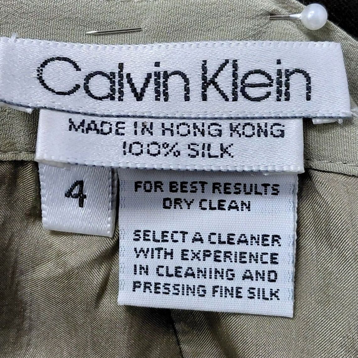 Calvin Klein Calvin Klein Silk Skirt Beige Solid 100% Silk Knee Length A-Line Regular Size 4 Womens Size 27" / US 4 / IT 40 - 4 Thumbnail