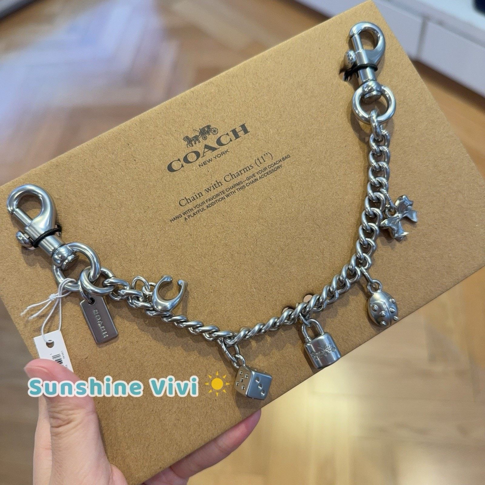 Coach NWT Coach Silver Swagger Chain Bag Charm CBK40 Silver Color Size ONE SIZE - 1 Thumbnail