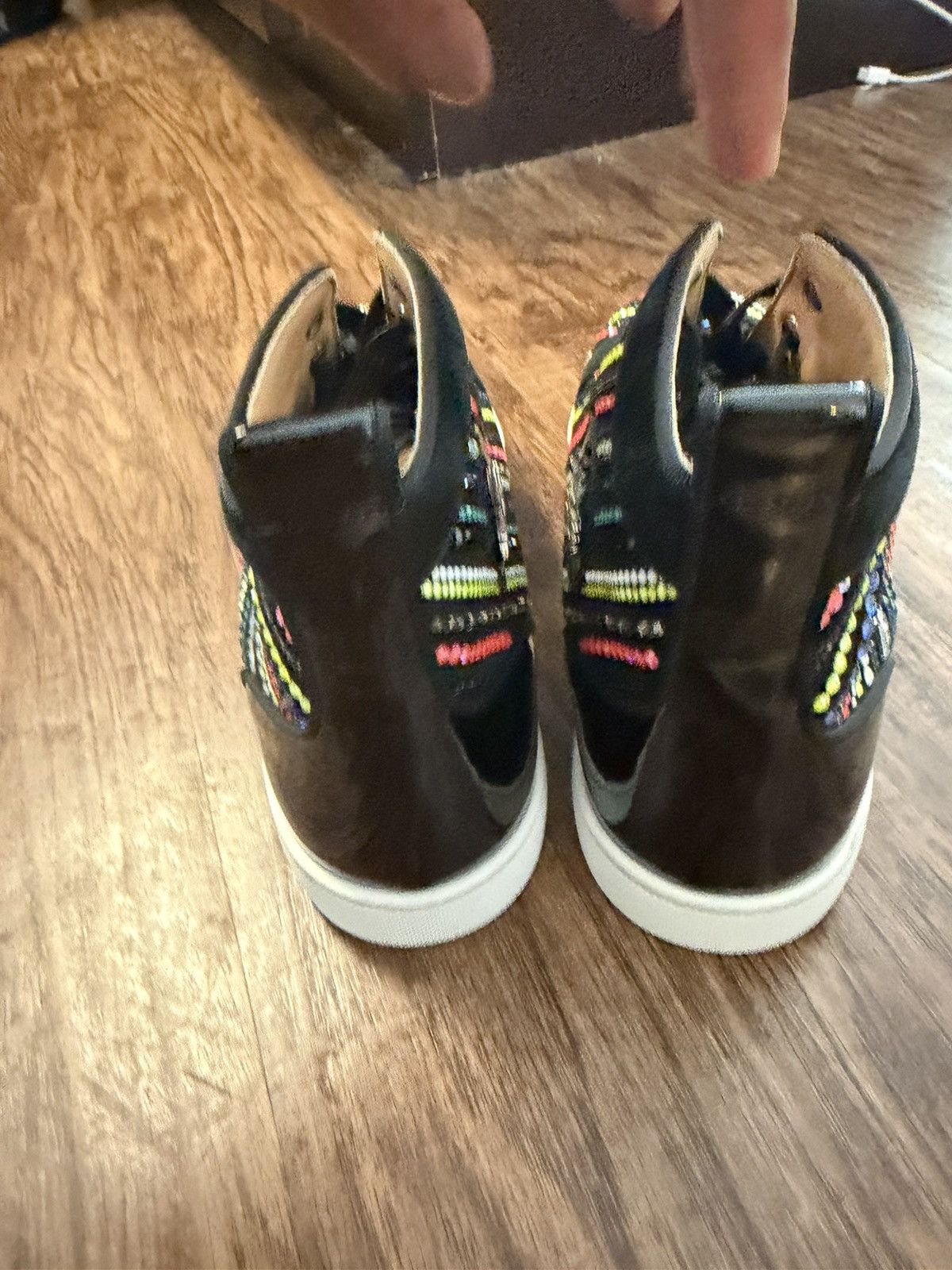Christian Louboutin Black multicolor strass hightop sneakers