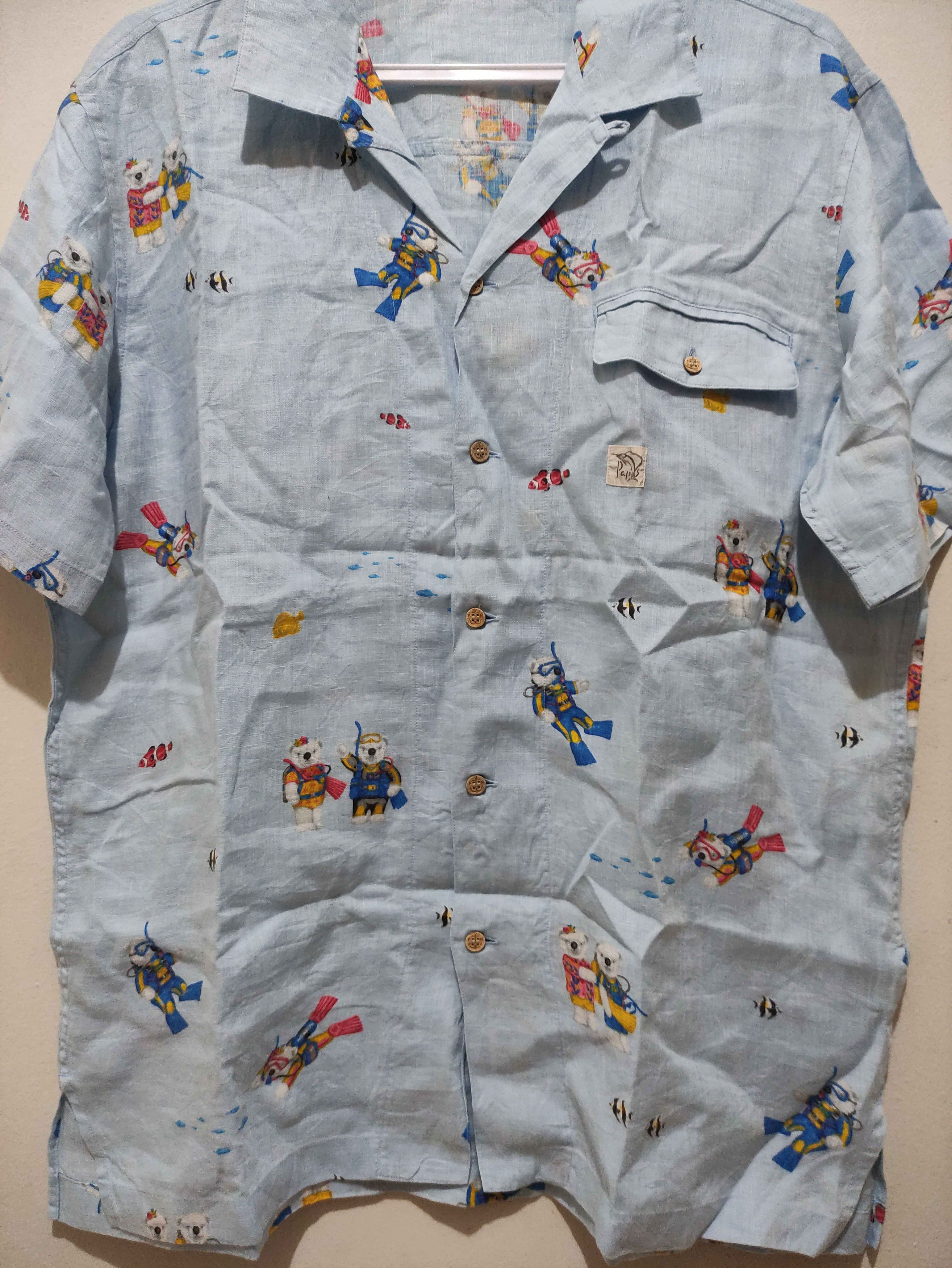 Japanese Brand Papas Diving Bear Print Open Collar Short Sleeve Shirt Size US M / EU 48-50 / 2 - 4 Thumbnail