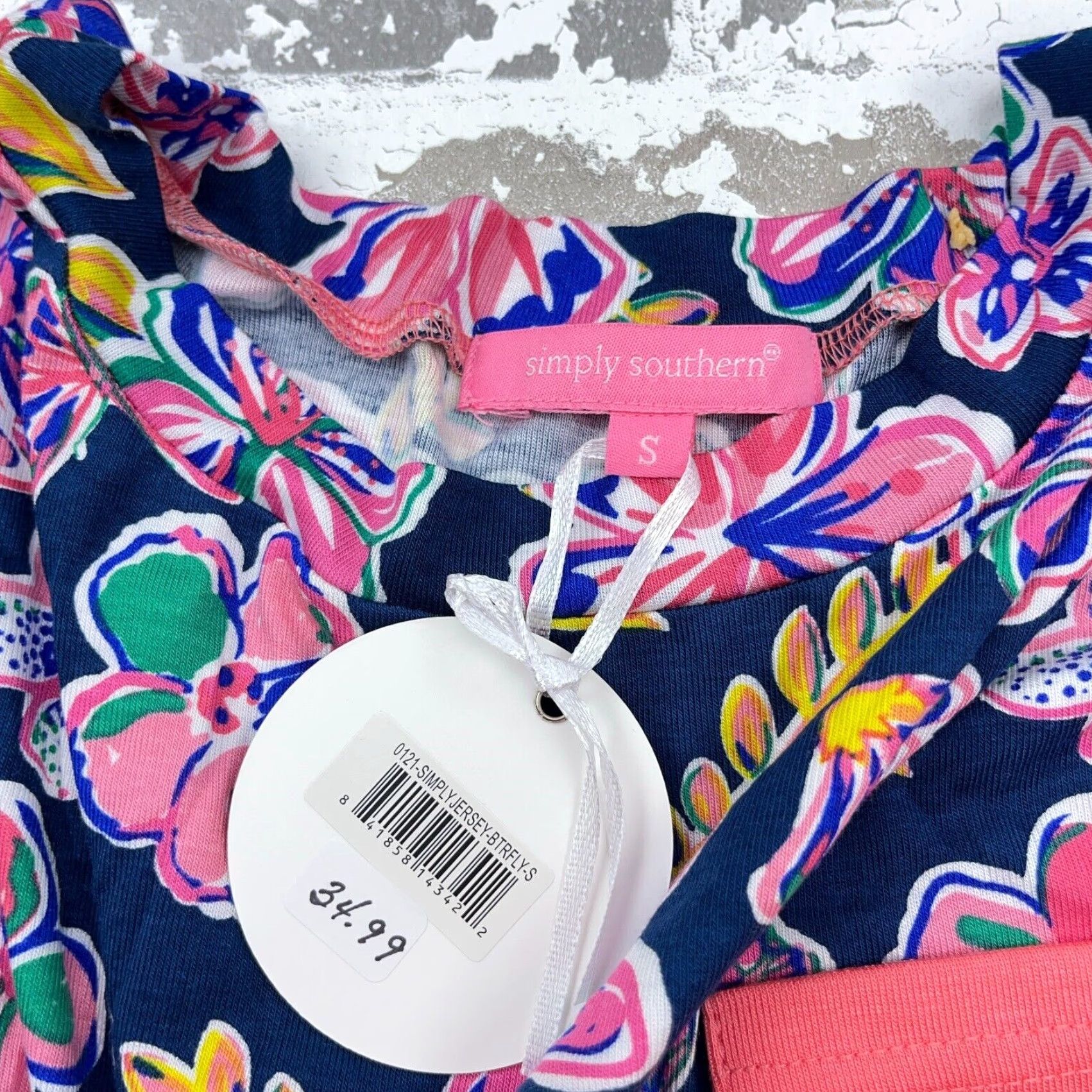 Pinko VINTAGE Simply Southern Women's T-Shirt Small Pink Blue Floral Crew Neck Long Sleeve Casual Tee Size S / US 4 / IT 40 - 6 Thumbnail