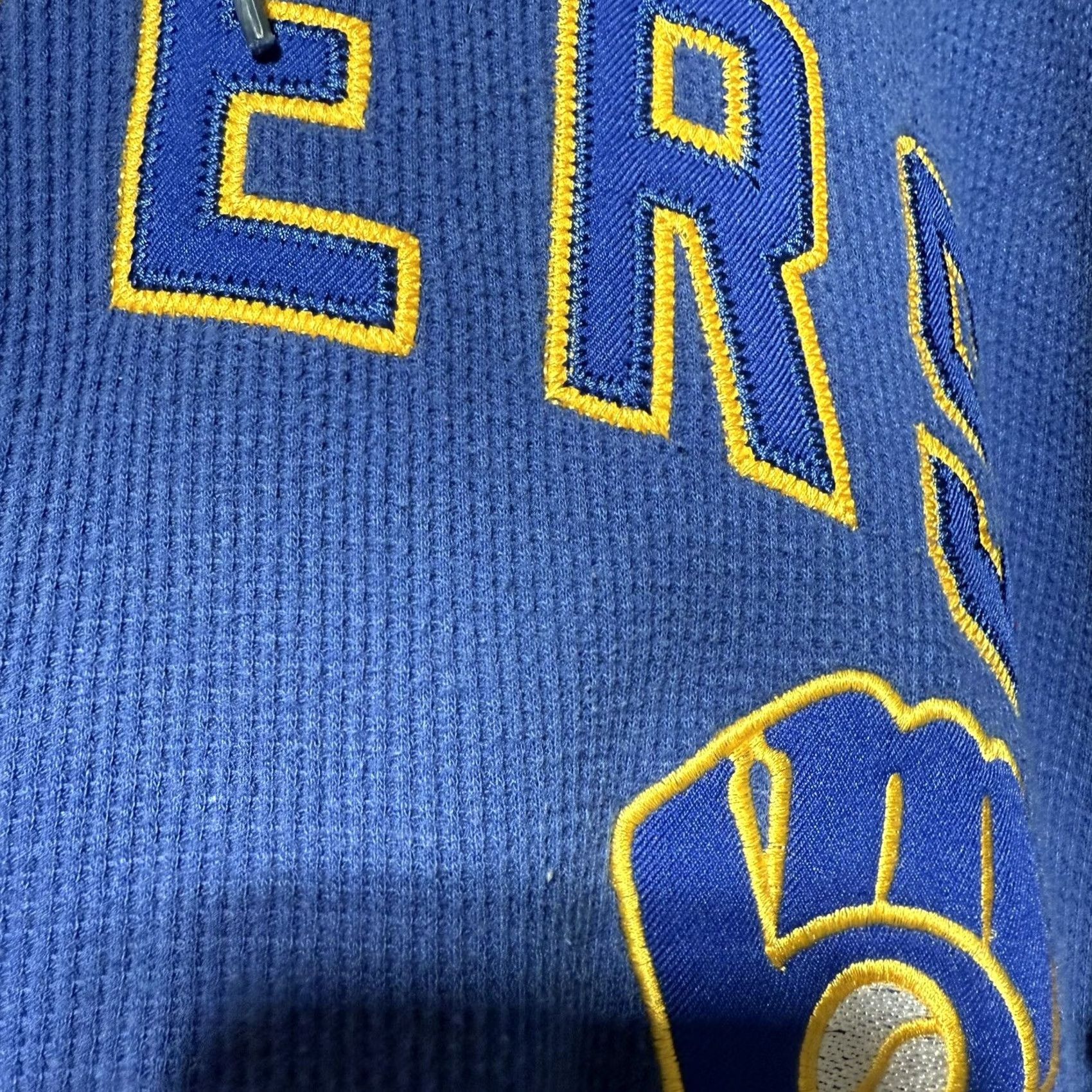 Vintage VINTAGE Milwaukee Brewers Stitches Men's Hoodie L Blue Thermal Fleece Lined Zip Full Zip MLB Sports 2 Washable Spots Mens Size US L / EU 52-54 / 3 - 3 Thumbnail