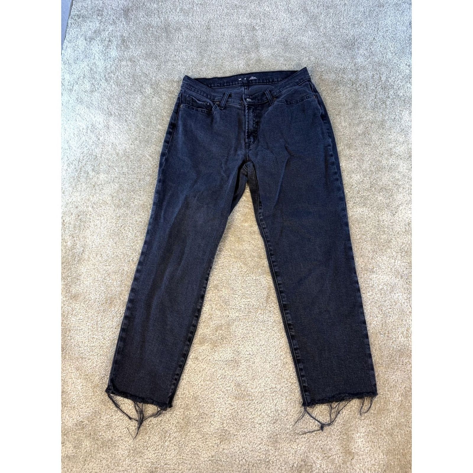 Old Navy Old Navy Jeans Womens Size 12 High Rise OG Straight Leg Black Grey Raw Hem E194 Size 34" / US 12 / IT 48 - 2 Thumbnail