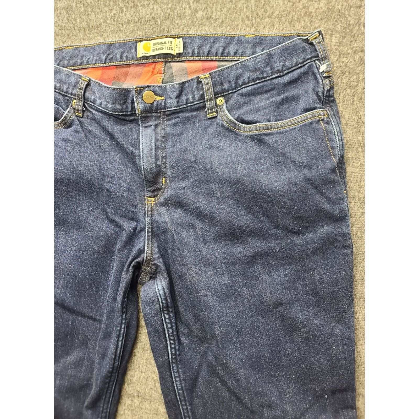Carhartt VINTAGE Carhartt Jeans Womens 18 36x31 Regular Fit Straight Denim Blue Lined Button Zip Rise Mid 8.5-10.5 Size 40" / US 18 - 6 Thumbnail
