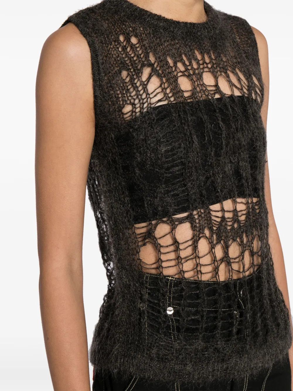 Rick Owens o1y0126 Sleeveless Sweater in Dark Gray Size S / US 4 / IT 40 - 2 Thumbnail