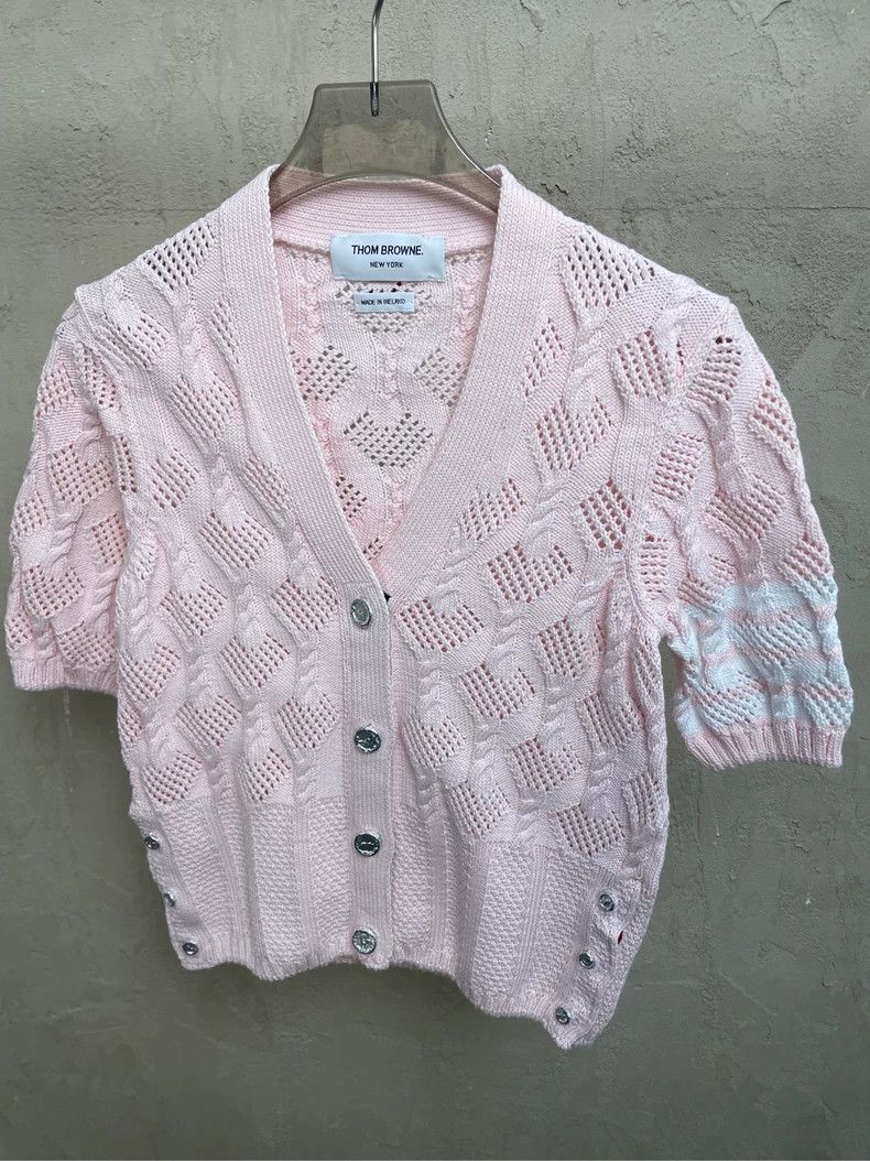 Thom Browne Thom browne Cherry pink new four-striped jacquart knitted s Size XS / US 0-2 / IT 36-38 - 3 Thumbnail