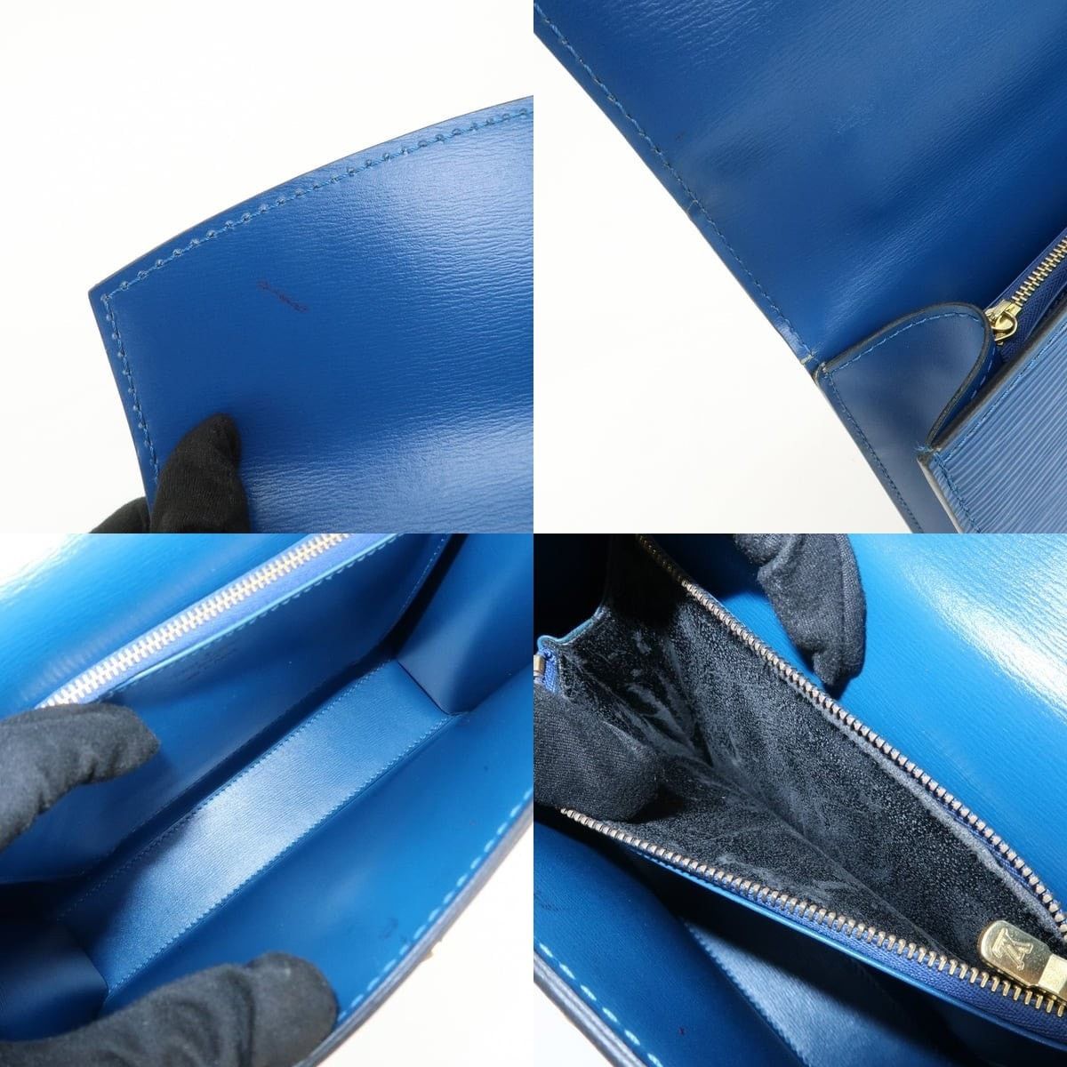 Louis Vuitton Louis Vuitton Epi Malesherbes Top Handle Bag Blue Size ONE SIZE - 7 Thumbnail