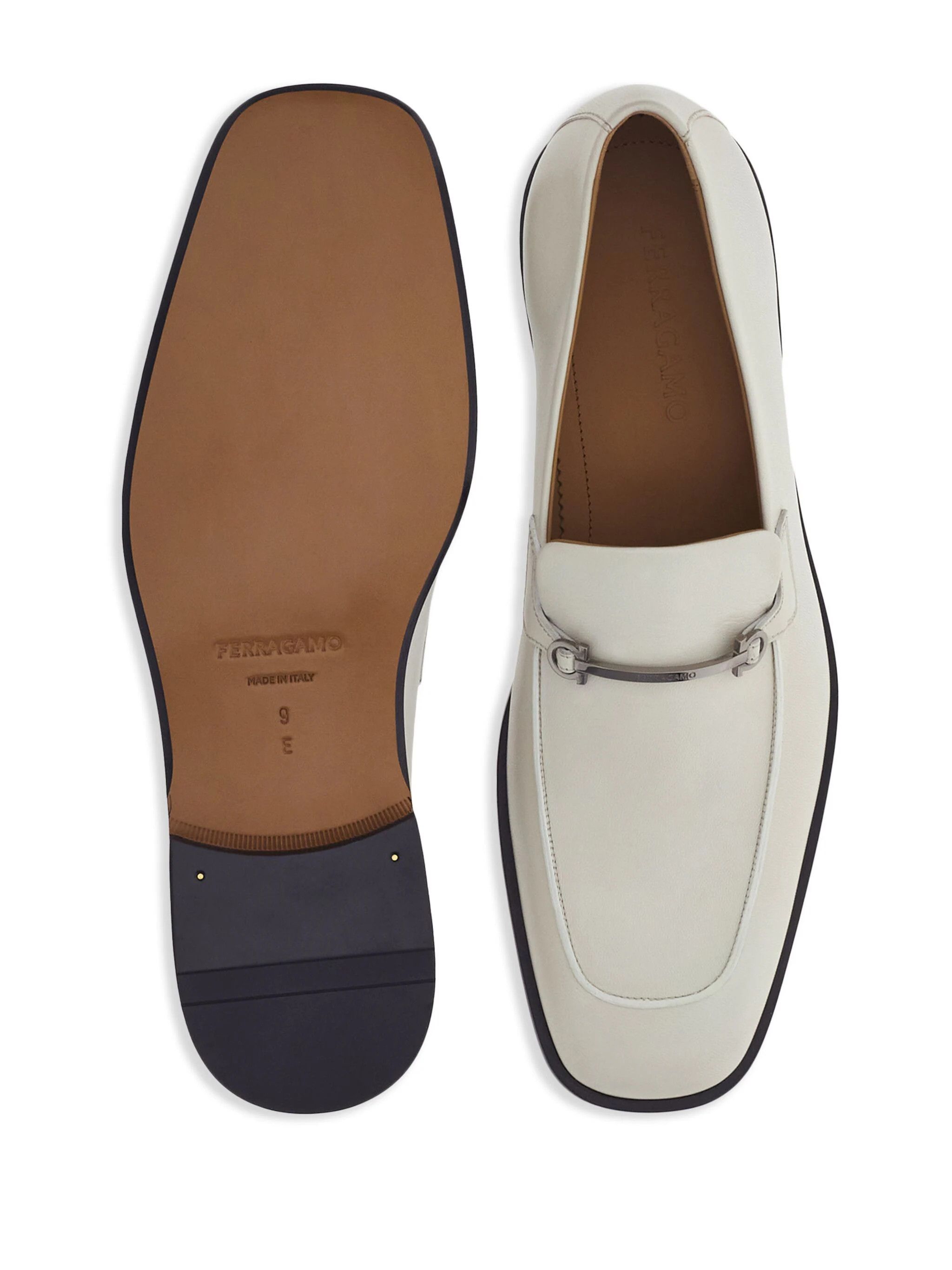 Salvatore Ferragamo o1s1rm0924 Fedro Leather Loafers in White Size US 7 / EU 40 - 5 Thumbnail