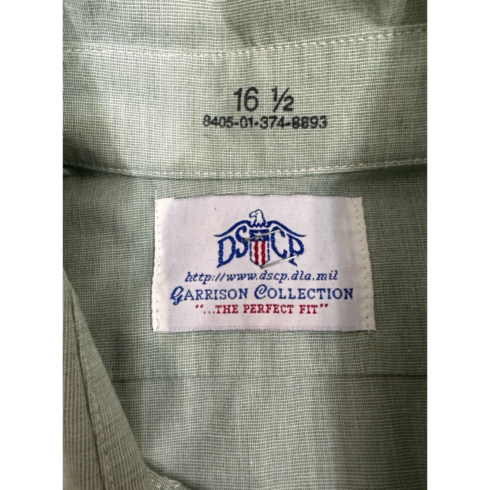 Vintage DSCP Mens Shirt Button-Up Military Green 16.5 Short Sleeve Mens Regular Cotton Blend Knit Front Pockets Size 46R - 3 Thumbnail