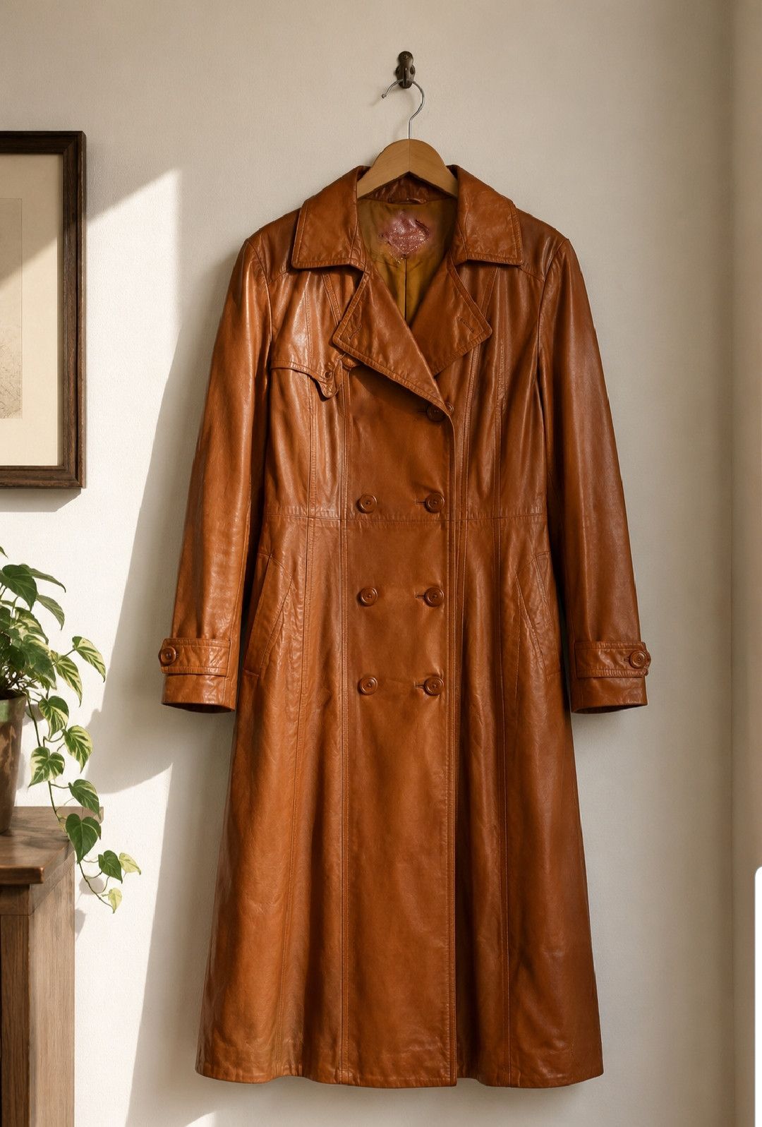 Other Women's Vintage 1970's Leather Trench Coat Dav Mark M Size M / US 6-8 / IT 42-44 - 1 Thumbnail