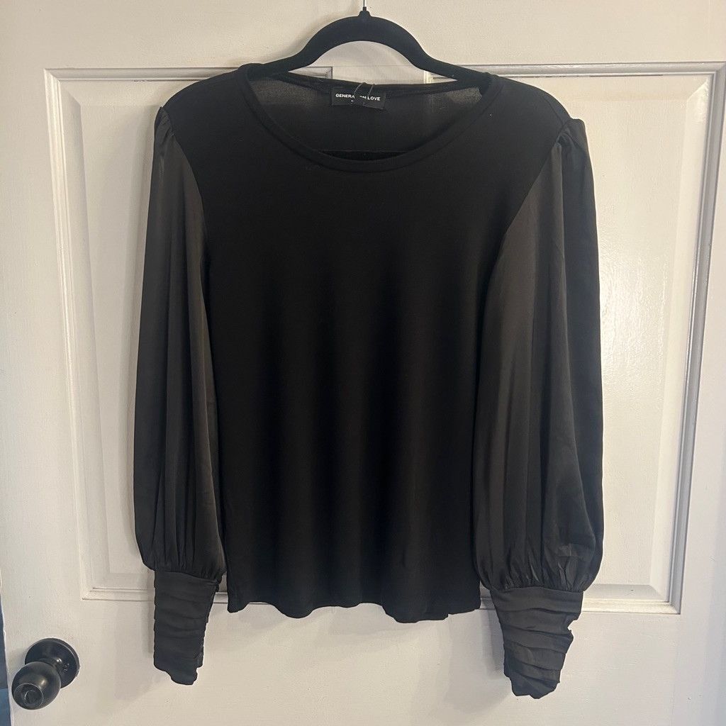 Generation Love Women's Generation Love Black Top XS satin sleeves Size XS / US 0-2 / IT 36-38 - 1 Thumbnail