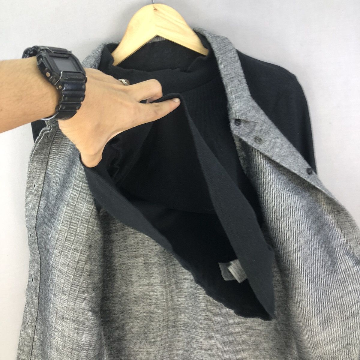 Japanese Brand Avant Garde ❗️Emoda Hybrid Button Up Double Layer Shirt Size XS / US 0-2 / IT 36-38 - 6 Thumbnail